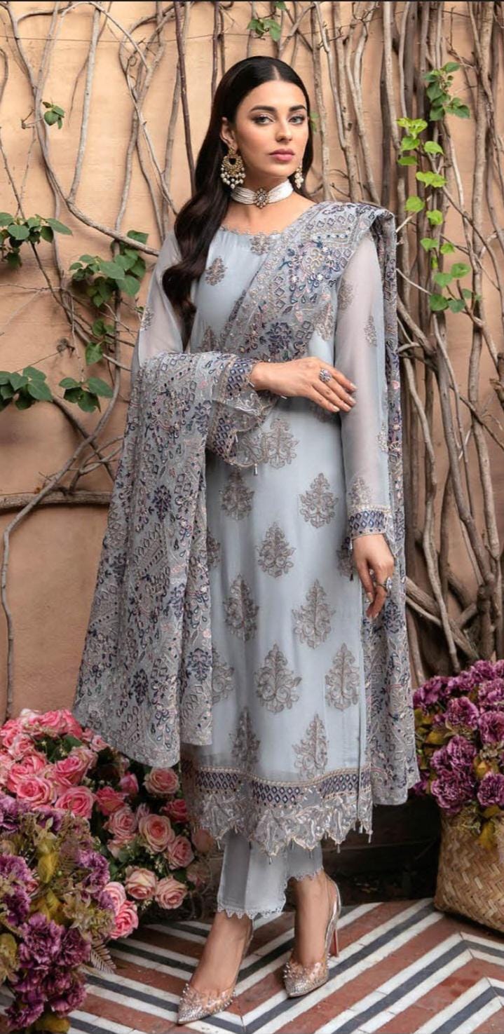 Eid Dress For Womens - Pakistani Embroidered Chiffon Ramadan Partywear Festival Suits Salwar Kameez Suit In Medium Size