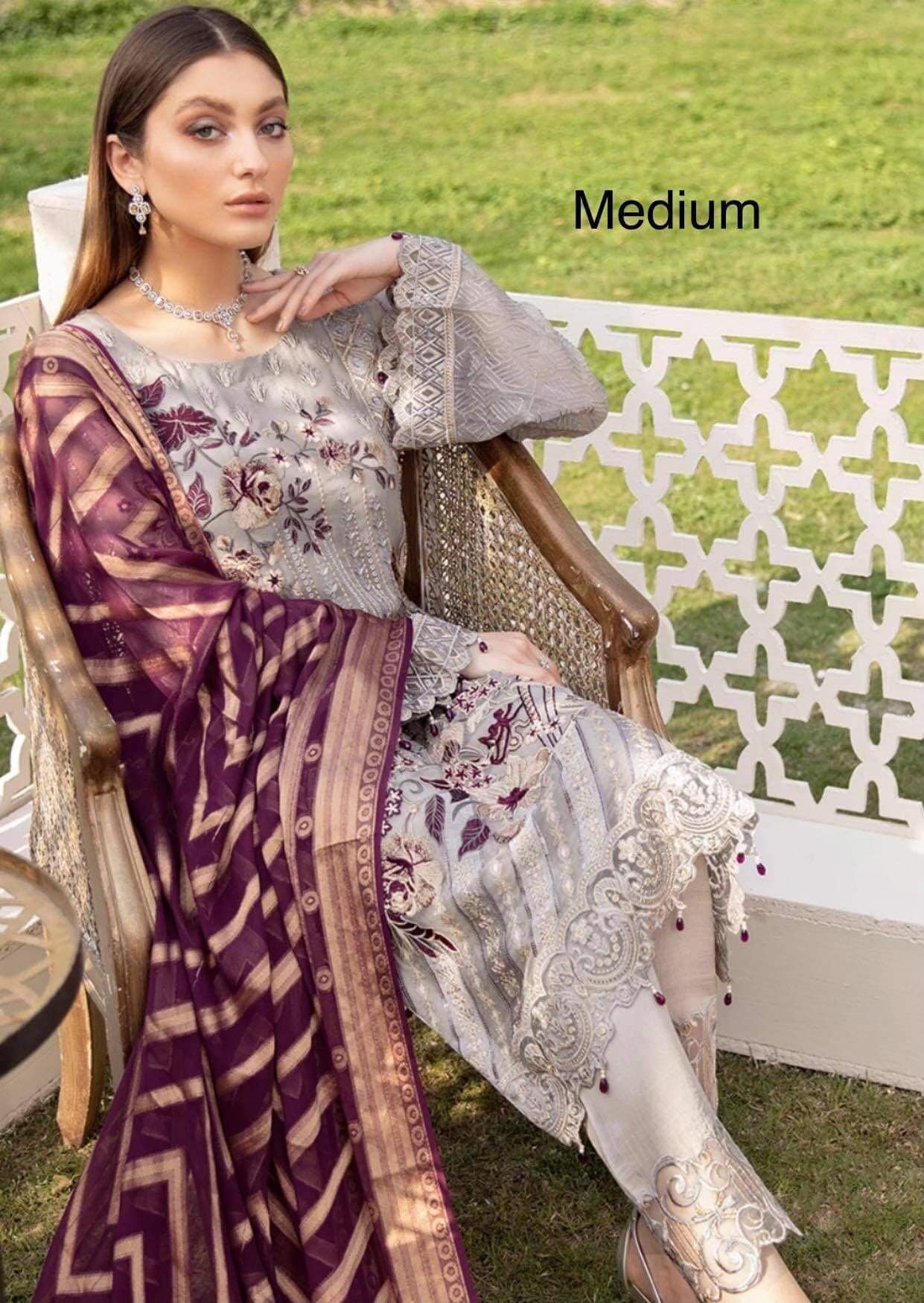 Eid Dress For Womens - Pakistani Embroidered Chiffon Ramadan Partywear Festival Suits Salwar Kameez Suit In Medium Size