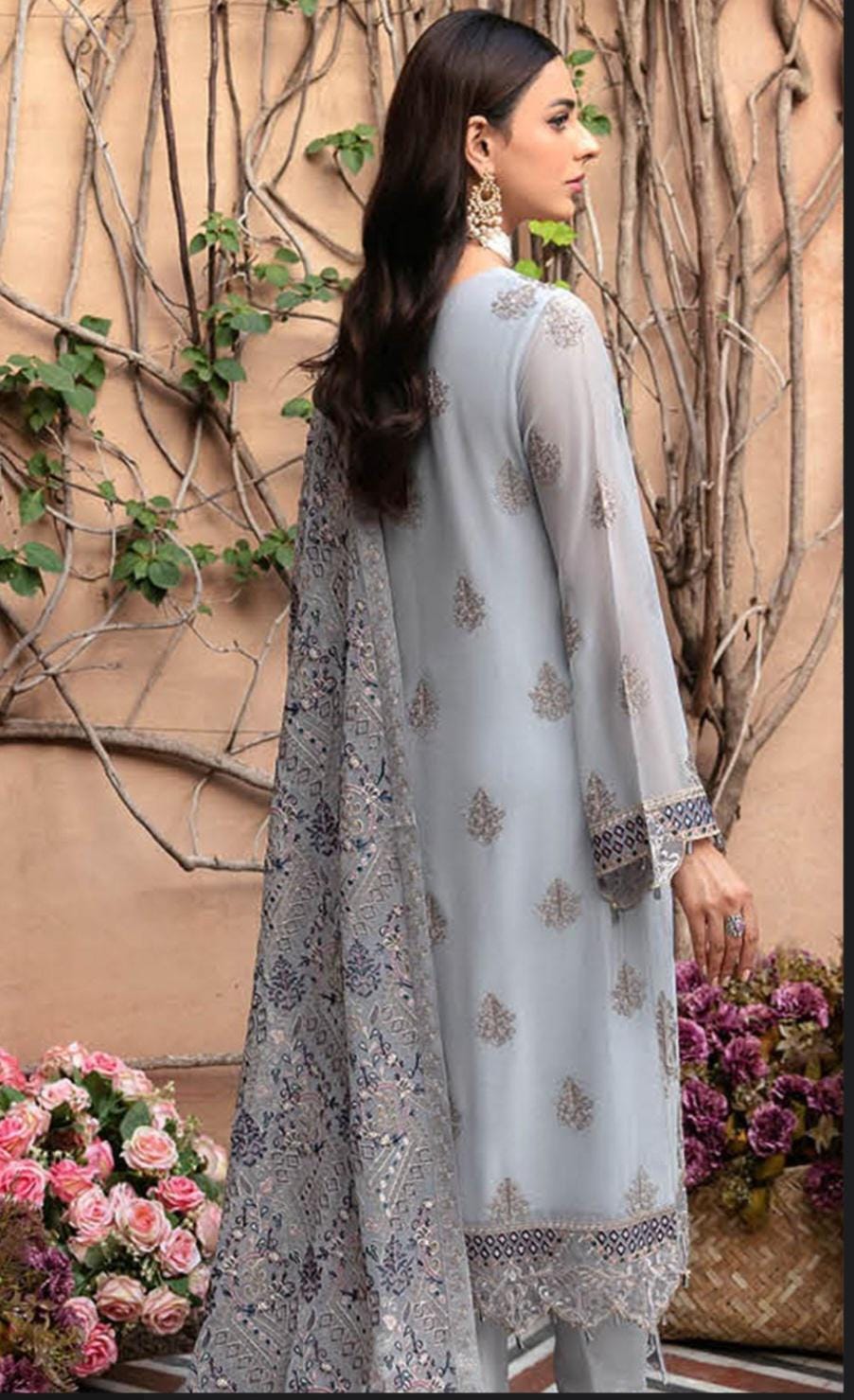 Eid Dress For Womens - Pakistani Embroidered Chiffon Ramadan Partywear Festival Suits Salwar Kameez Suit In Medium Size