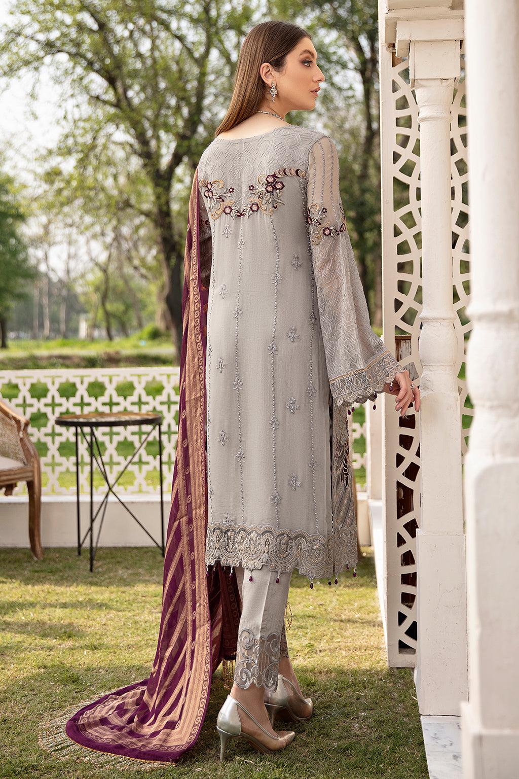 Eid Dress For Womens - Pakistani Embroidered Chiffon Ramadan Partywear Festival Suits Salwar Kameez Suit In Medium Size