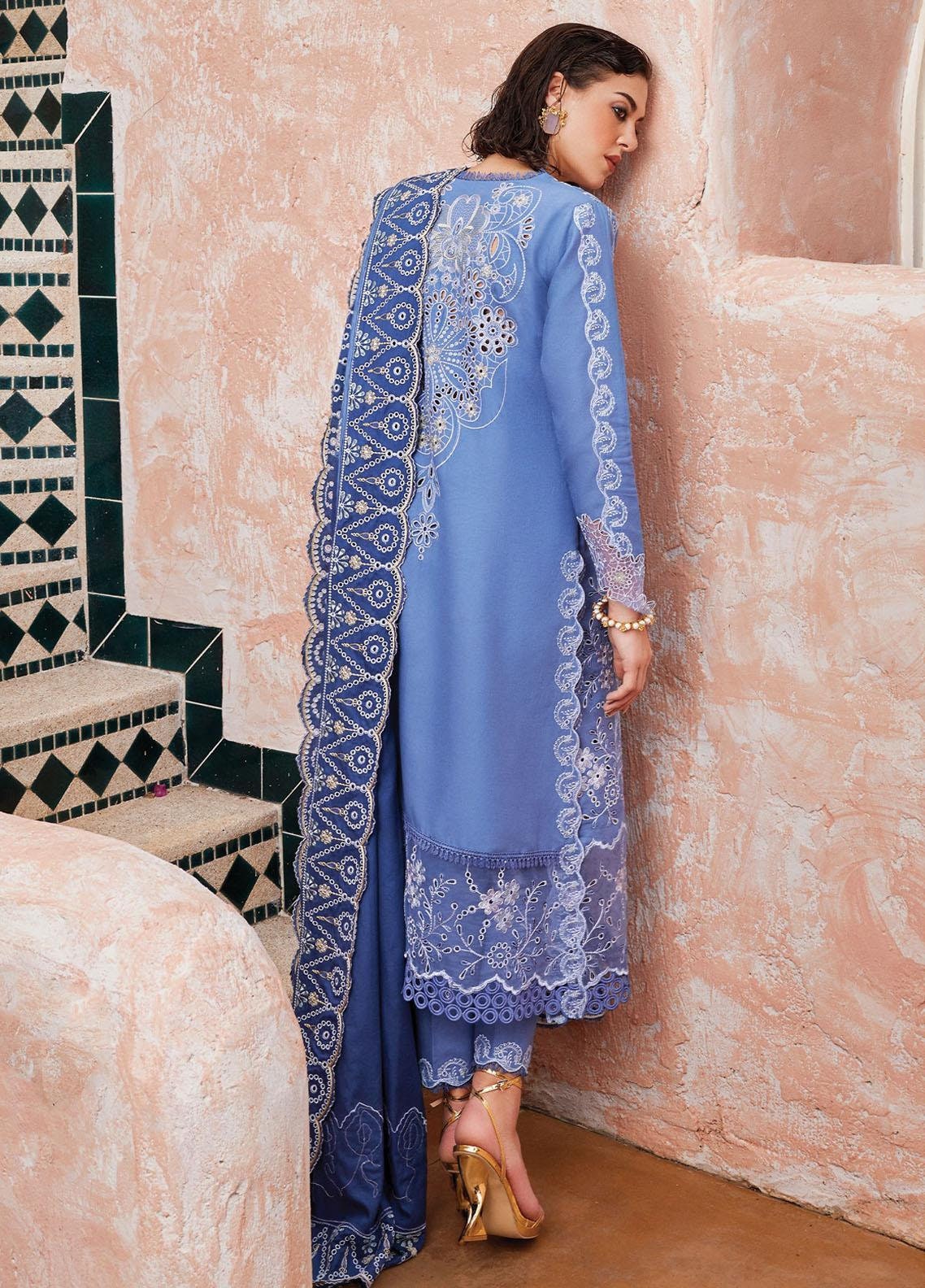 Eid Dress For Womens - Pakistani Embroidered Lawn Ramadan Partywear Festival Suits Salwar Kameez Suit In Large Size By Mushq