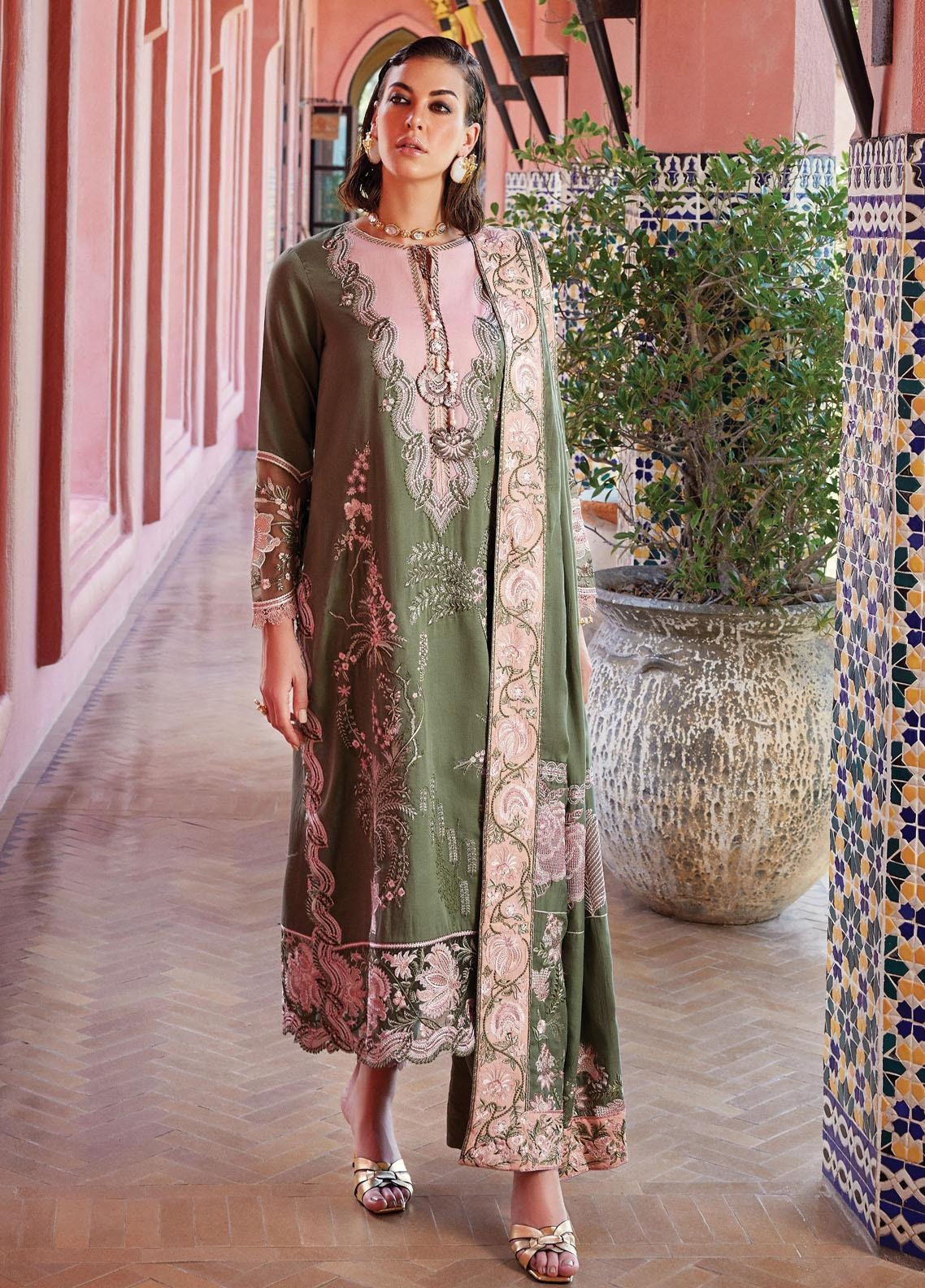 Eid Dress For Womens - Pakistani Embroidered Lawn Ramadan Partywear Festival Suits Salwar Kameez Suit In Large Size By Mushq