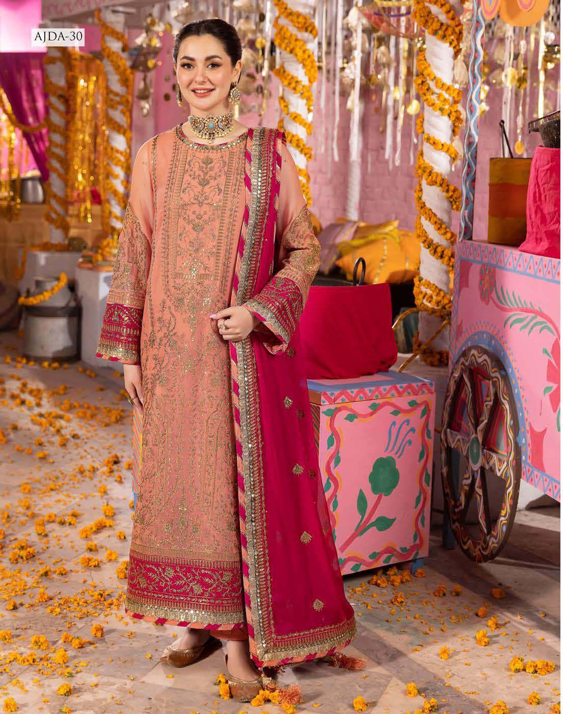 Eid Dress For Womens – Wedding Festival Salwar Kameez Suits Luxury Embroidered Chiffon Pakistani Eid Partywear Suit In Large Size