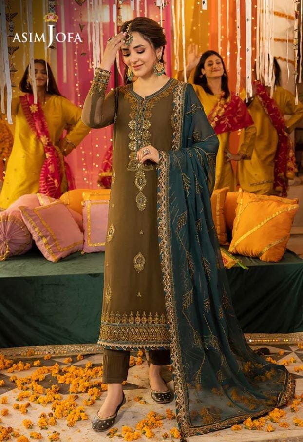 Eid Dress For Womens – Wedding Festival Salwar Kameez Suits Luxury Embroidered Chiffon Pakistani Eid Partywear Suit In Large Size