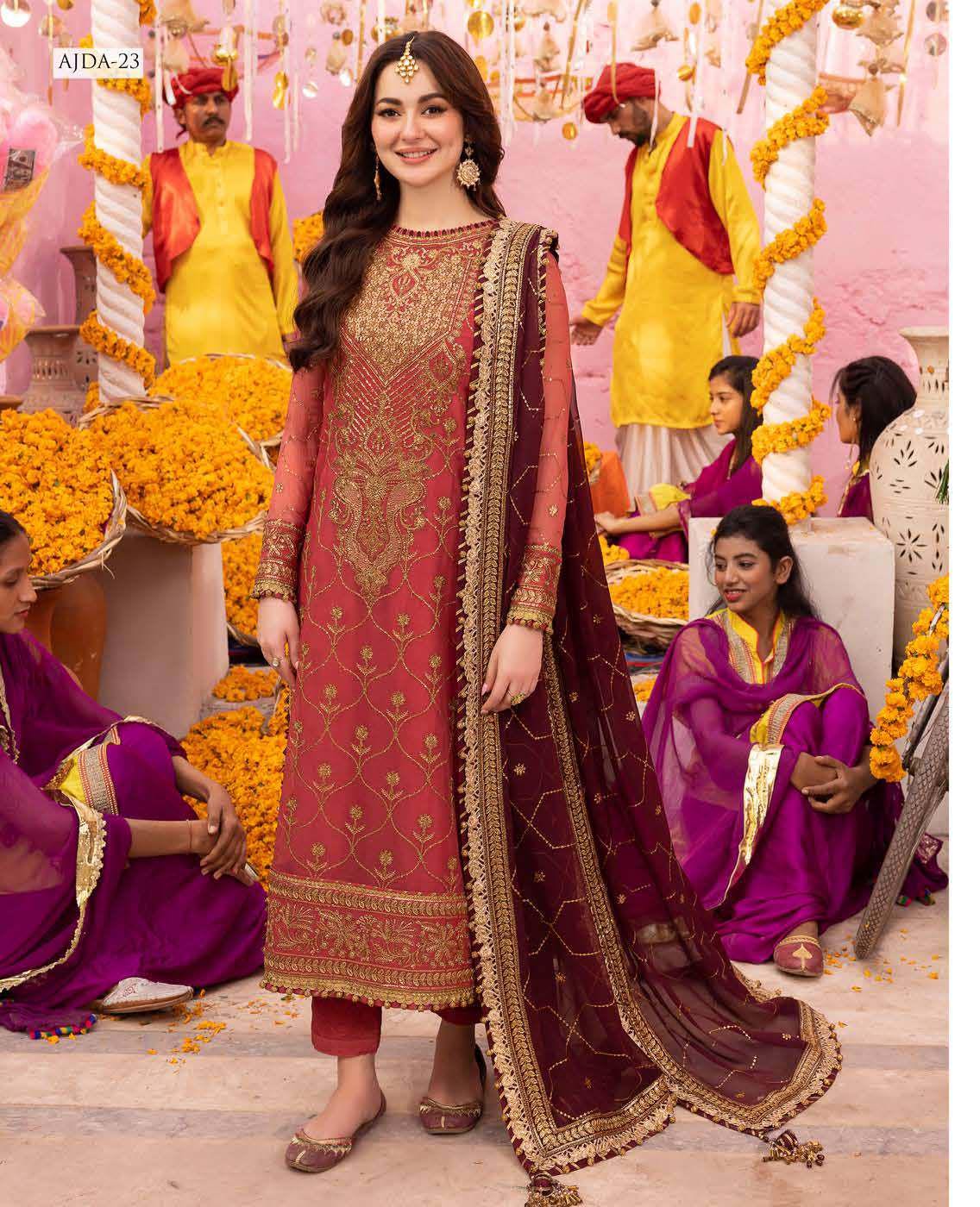 Eid Dress For Womens – Wedding Festival Salwar Kameez Suits Luxury Embroidered Chiffon Pakistani Eid Partywear Suit In Large Size