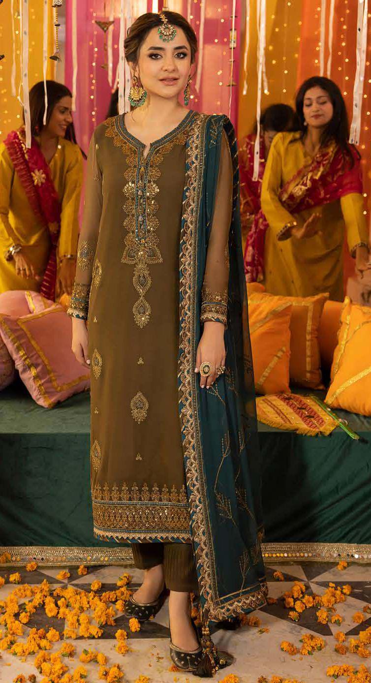 Eid Dress For Womens – Wedding Festival Salwar Kameez Suits Luxury Embroidered Chiffon Pakistani Eid Partywear Suit In Large Size