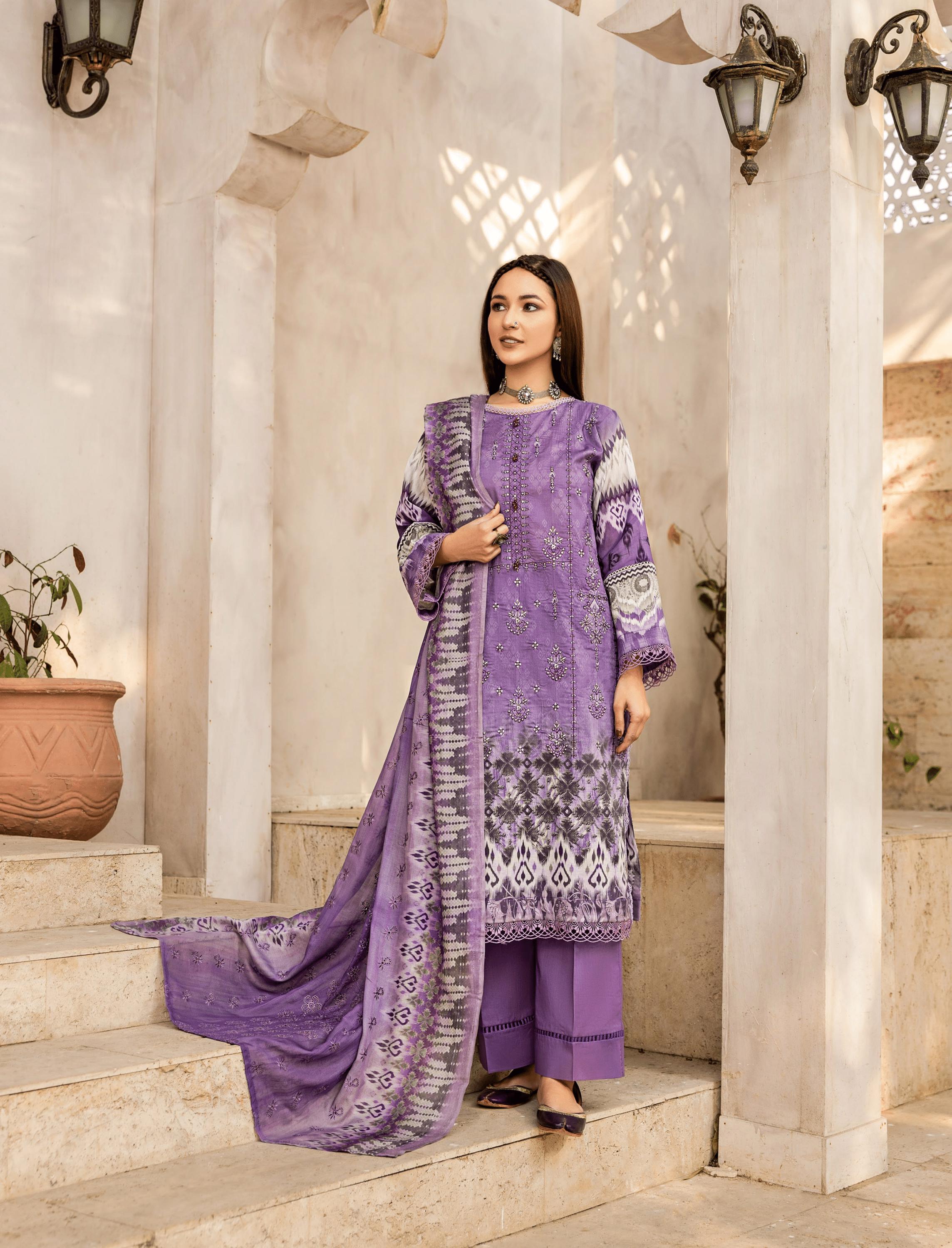 Eid Dress For Womens - Pakistani Embroidered Lawn Ramadan Partywear Festival Suits In Medium & Large Size