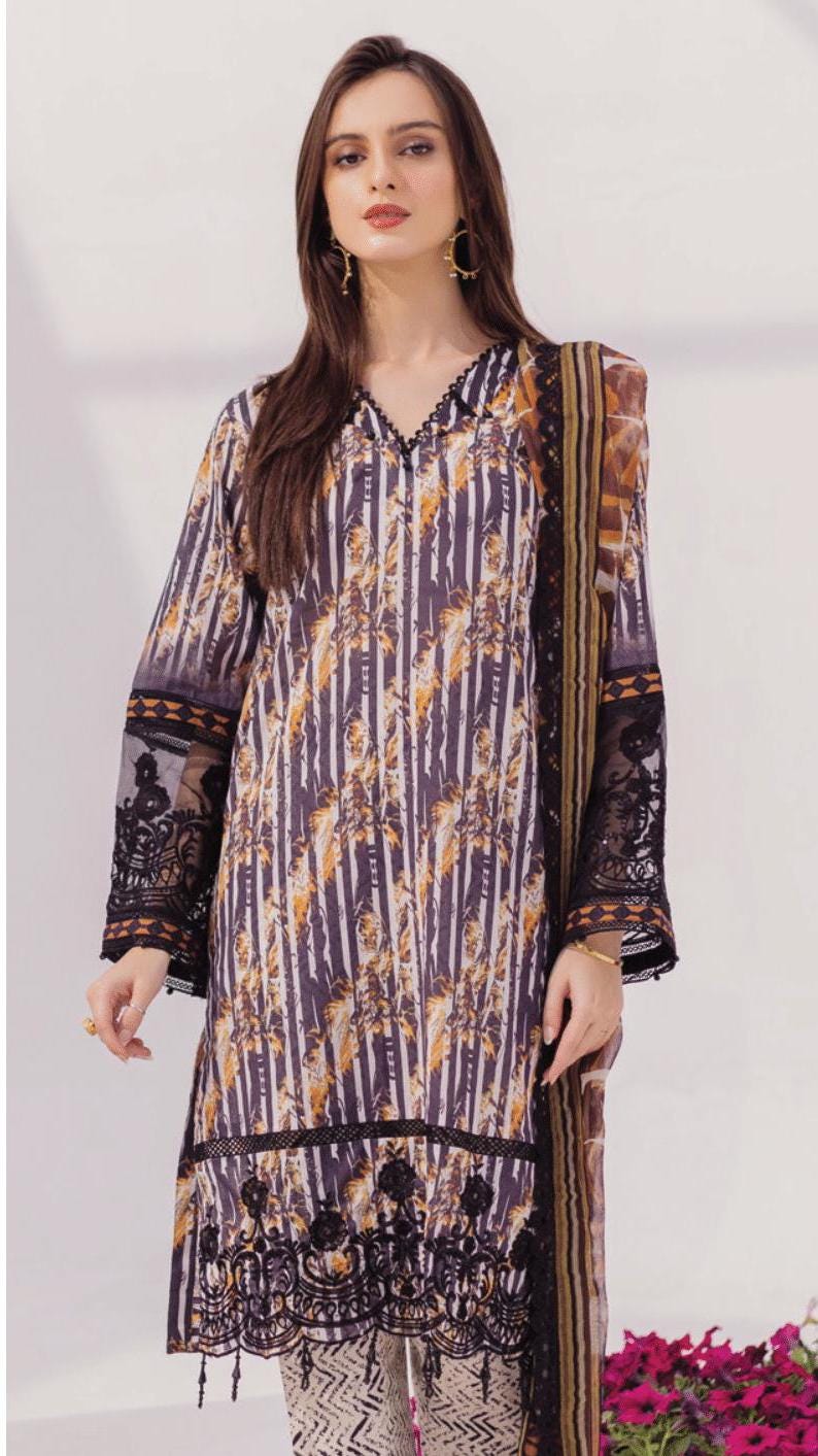 Eid Dress For Womens - Pakistani Embroidered Lawn Ramadan Partywear Festival Suits In Medium & Large Size