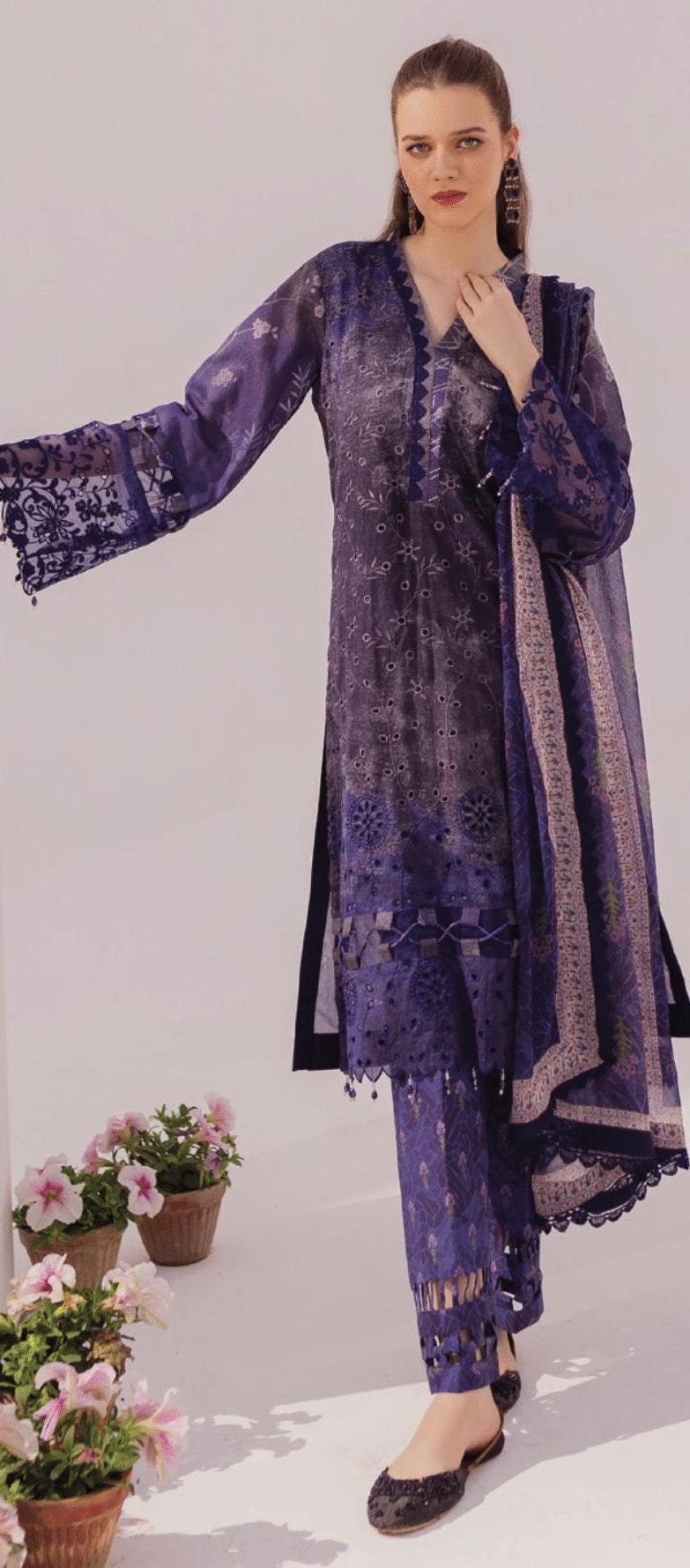 Eid Dress For Womens - Pakistani Embroidered Lawn Ramadan Partywear Festival Suits In Medium & Large Size