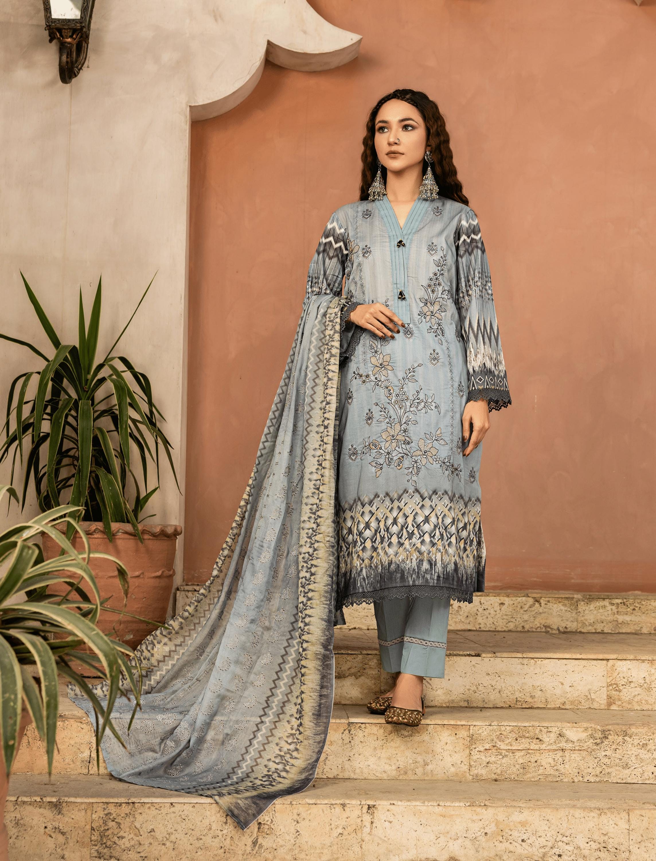 Eid Dress For Womens - Pakistani Embroidered Lawn Ramadan Partywear Festival Suits In Medium & Large Size