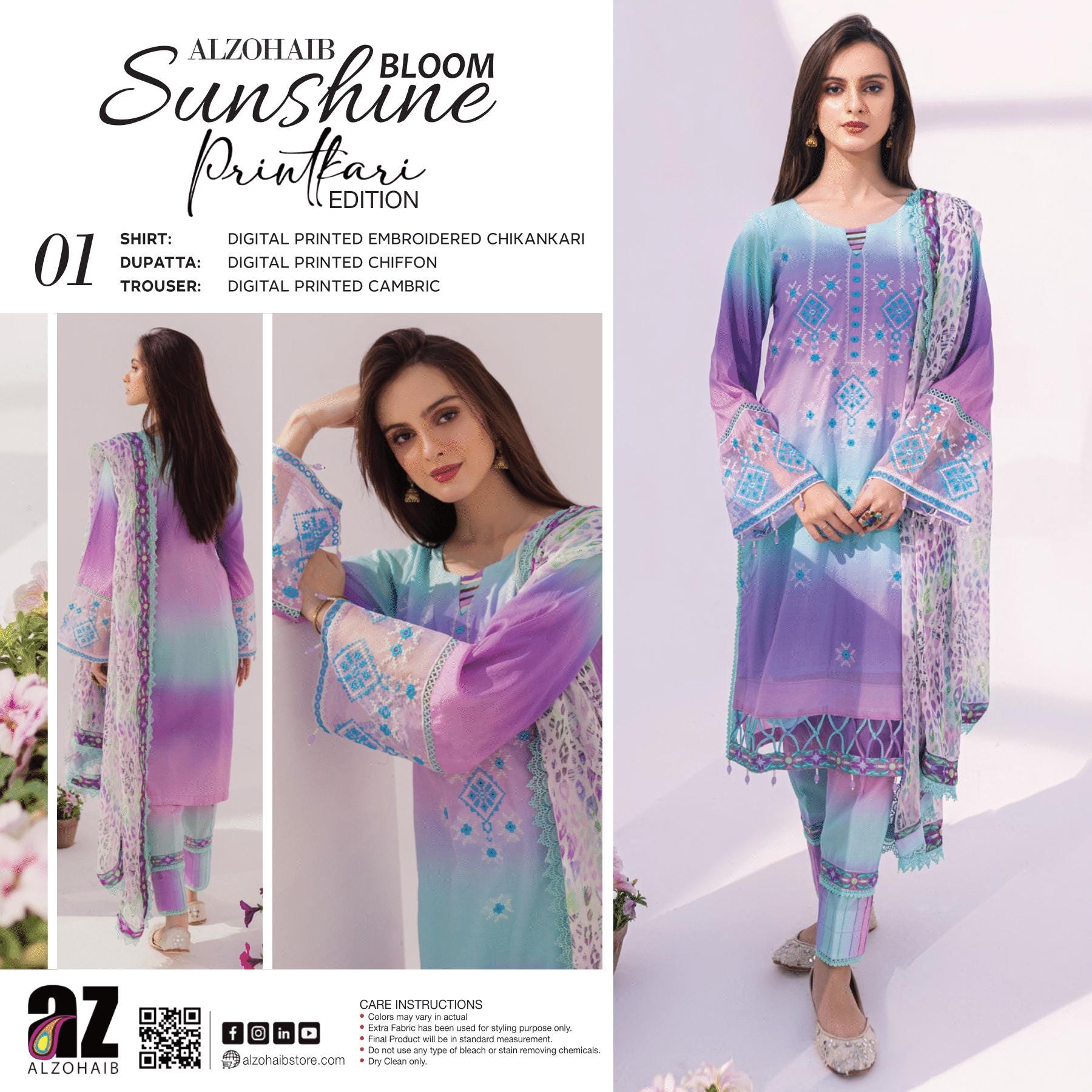 Eid Dress For Womens - Pakistani Embroidered Lawn Ramadan Partywear Festival Suits In Medium & Large Size