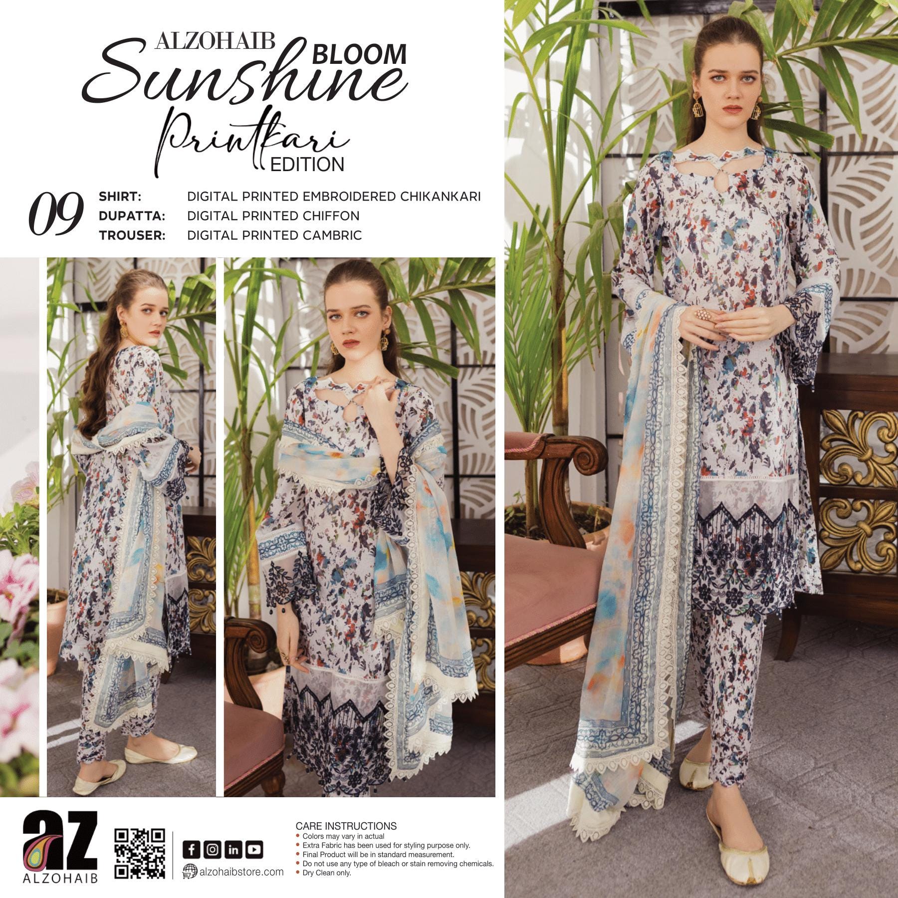 Eid Dress For Womens - Pakistani Embroidered Lawn Ramadan Partywear Festival Suits In Medium & Large Size