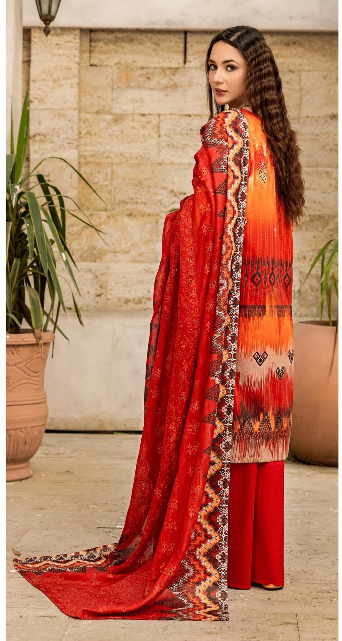 Eid Dress For Womens - Pakistani Embroidered Lawn Ramadan Partywear Festival Suits In Medium & Large Size