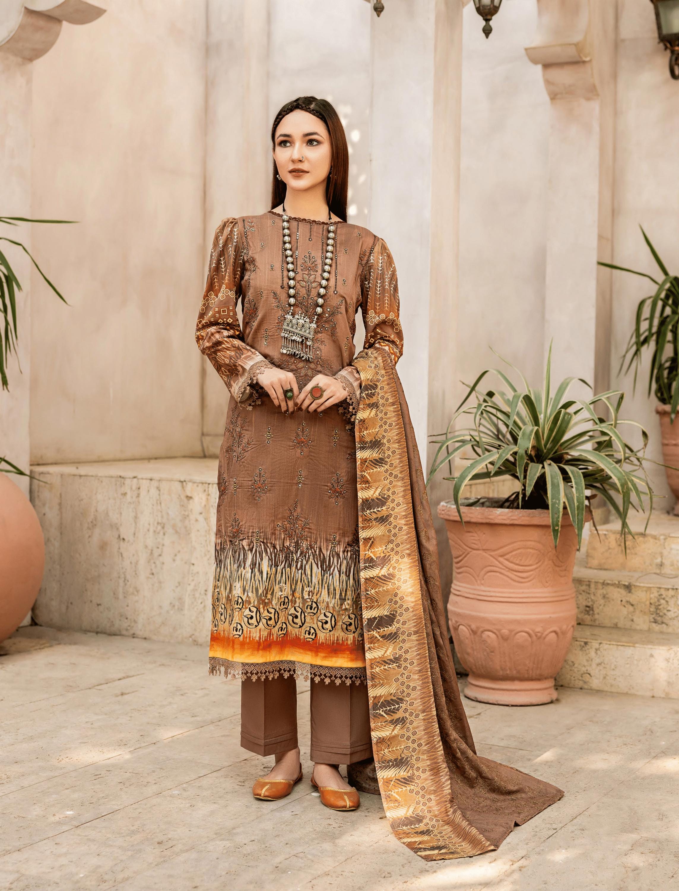 Eid Dress For Womens - Pakistani Embroidered Lawn Ramadan Partywear Festival Suits In Medium & Large Size