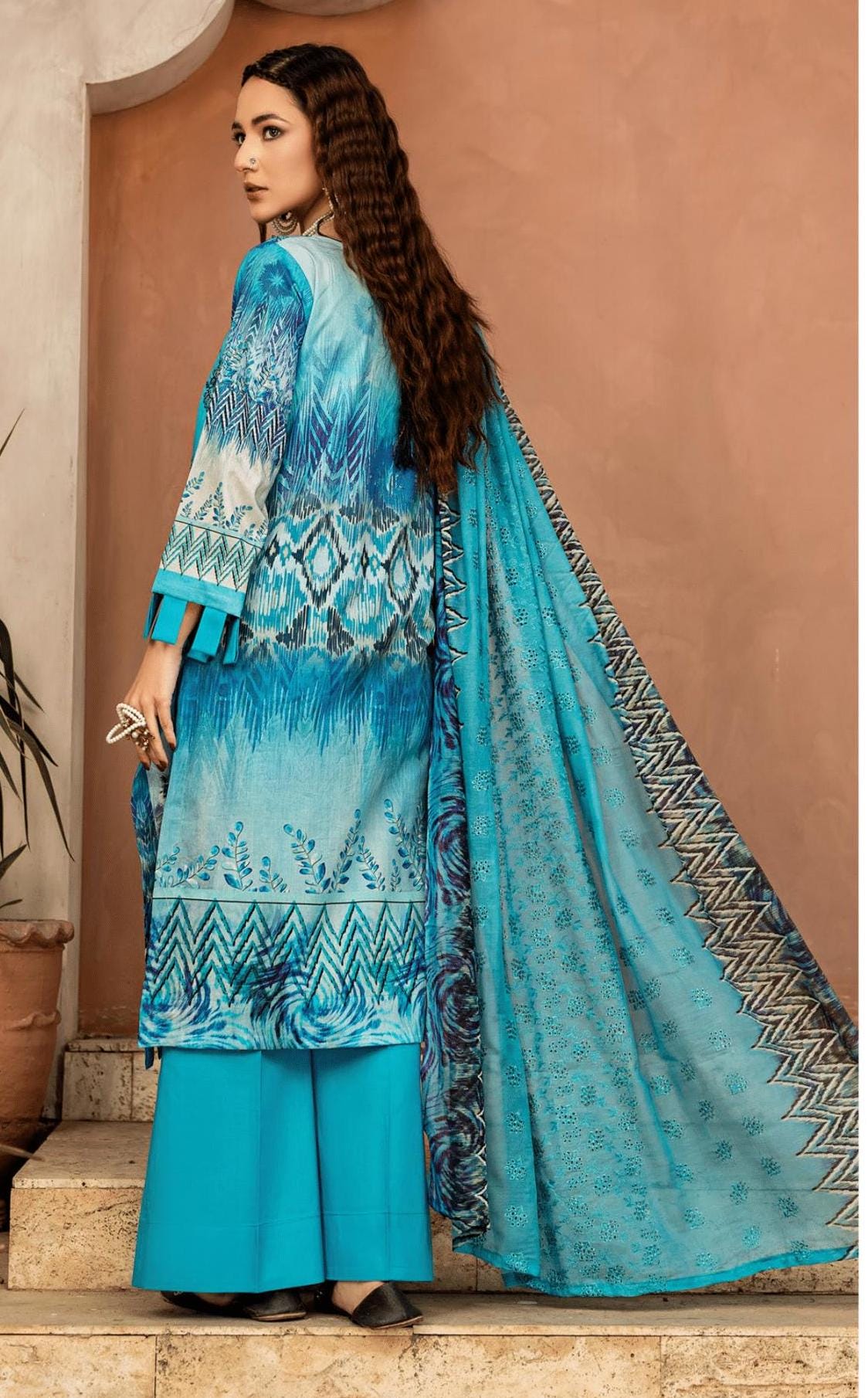 Eid Dress For Womens - Pakistani Embroidered Lawn Ramadan Partywear Festival Suits In Medium & Large Size