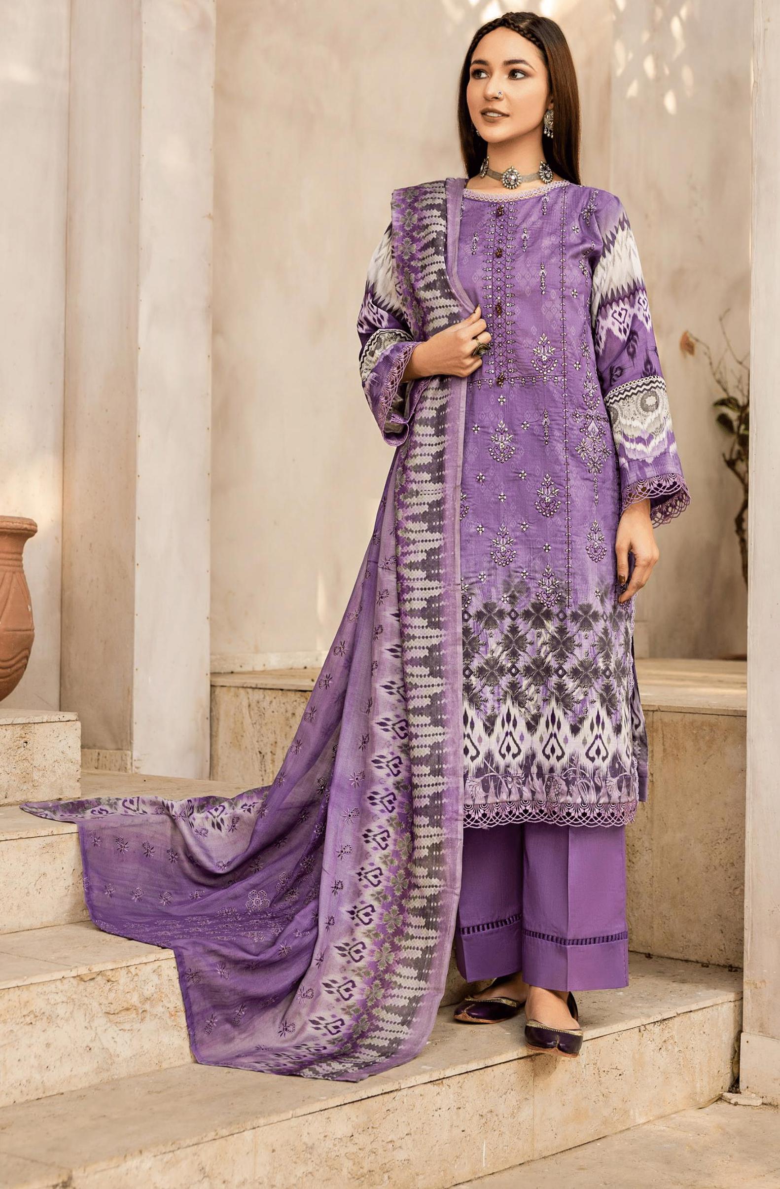 Eid Dress For Womens - Pakistani Embroidered Lawn Ramadan Partywear Festival Suits In Medium & Large Size
