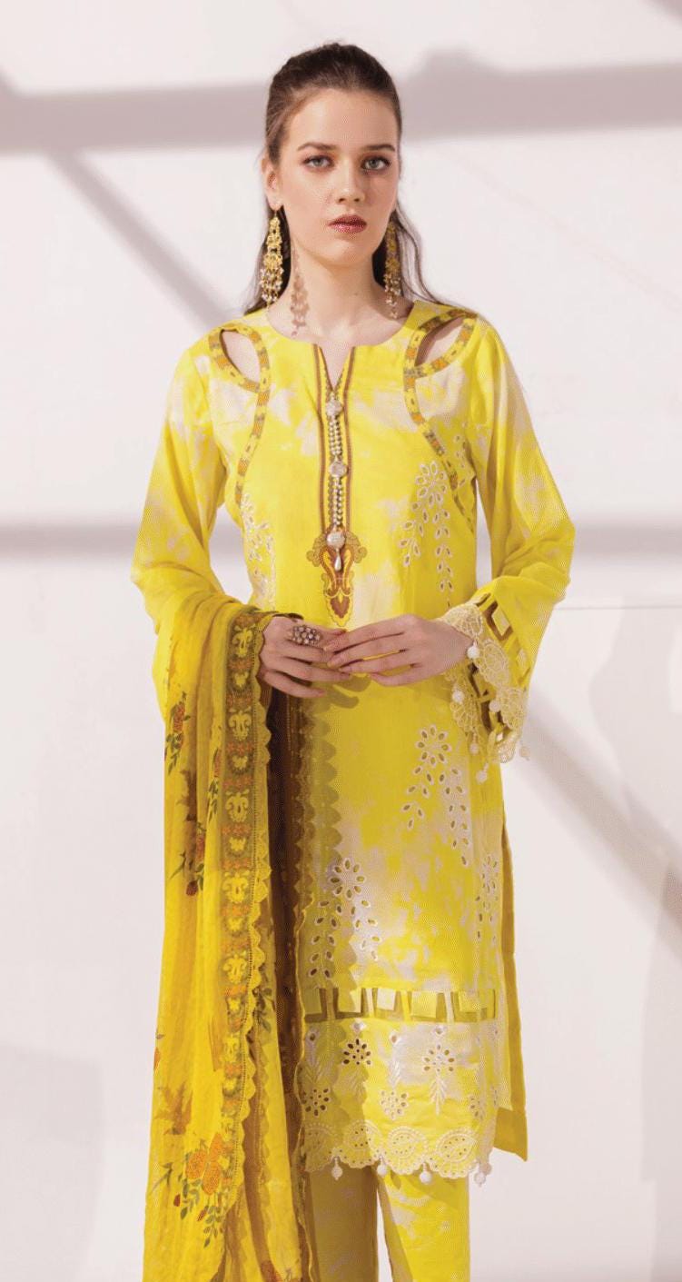 Eid Dress For Womens - Pakistani Embroidered Lawn Ramadan Partywear Festival Suits In Medium & Large Size