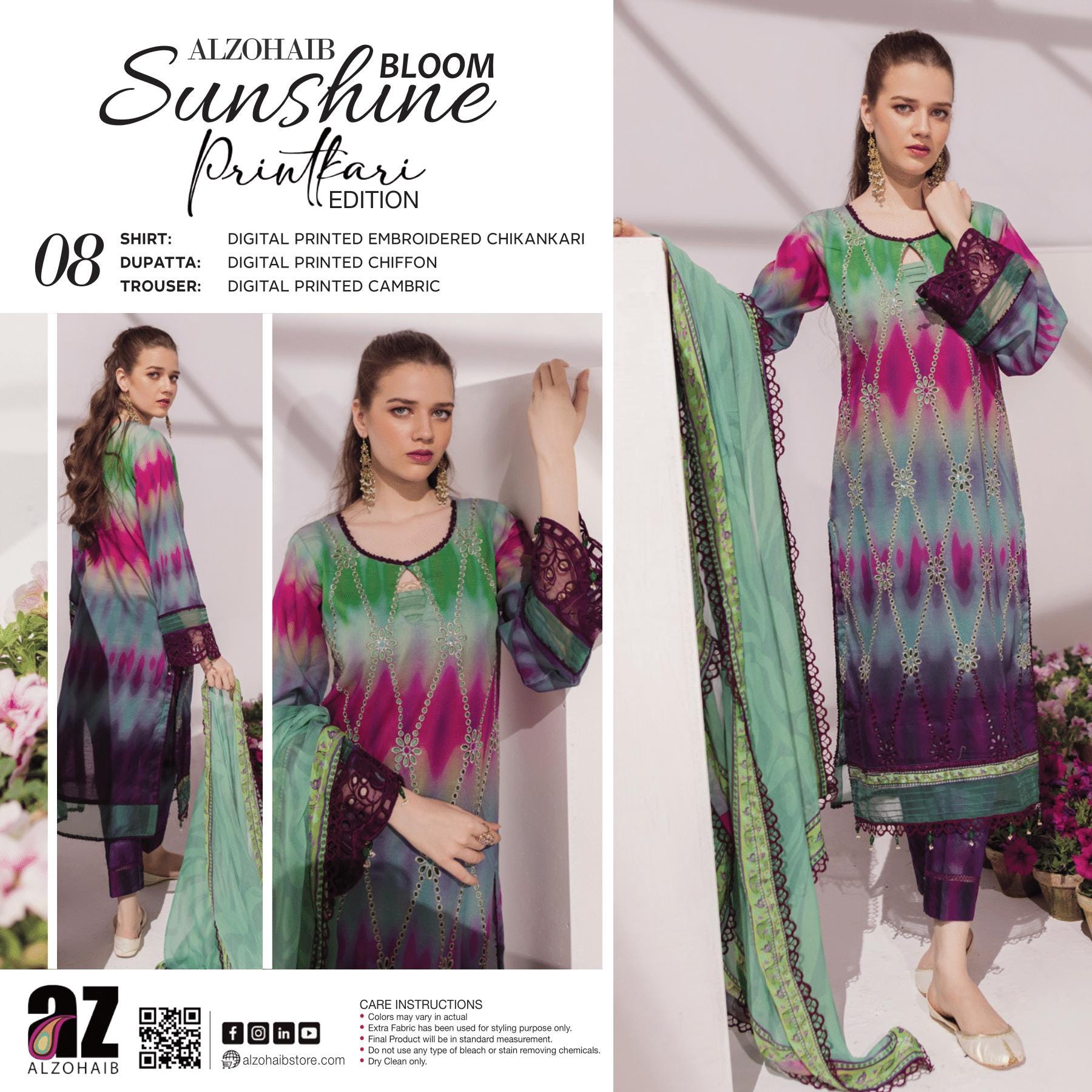 Eid Dress For Womens - Pakistani Embroidered Lawn Ramadan Partywear Festival Suits In Medium & Large Size