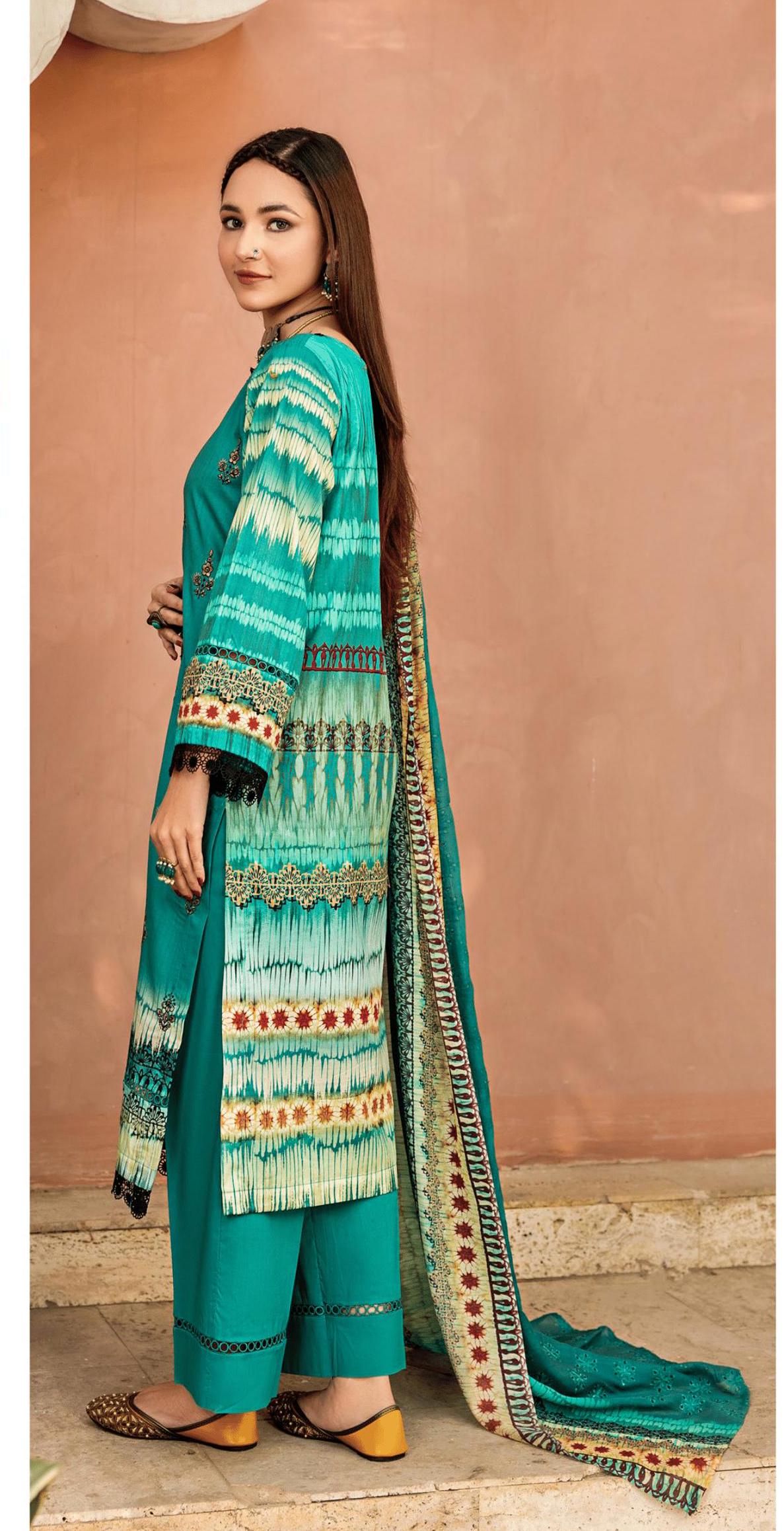 Eid Dress For Womens - Pakistani Embroidered Lawn Ramadan Partywear Festival Suits In Medium & Large Size