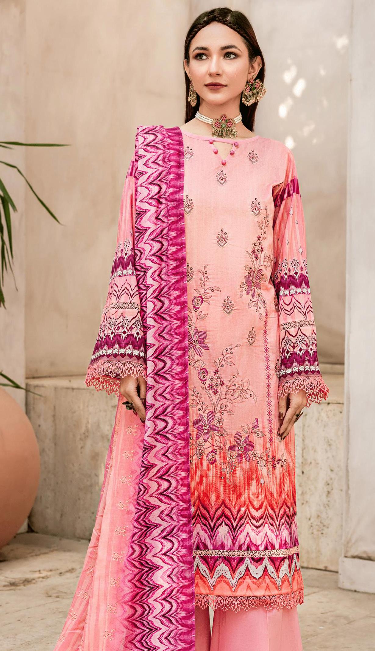 Eid Dress For Womens - Pakistani Embroidered Lawn Ramadan Partywear Festival Suits In Medium & Large Size