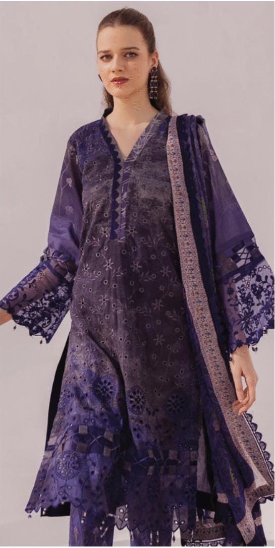 Eid Dress For Womens - Pakistani Embroidered Lawn Ramadan Partywear Festival Suits In Medium & Large Size