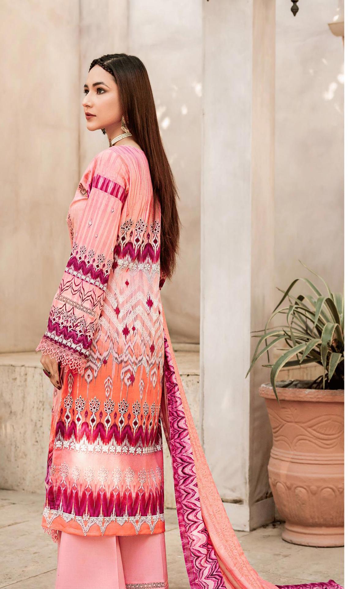 Eid Dress For Womens - Pakistani Embroidered Lawn Ramadan Partywear Festival Suits In Medium & Large Size