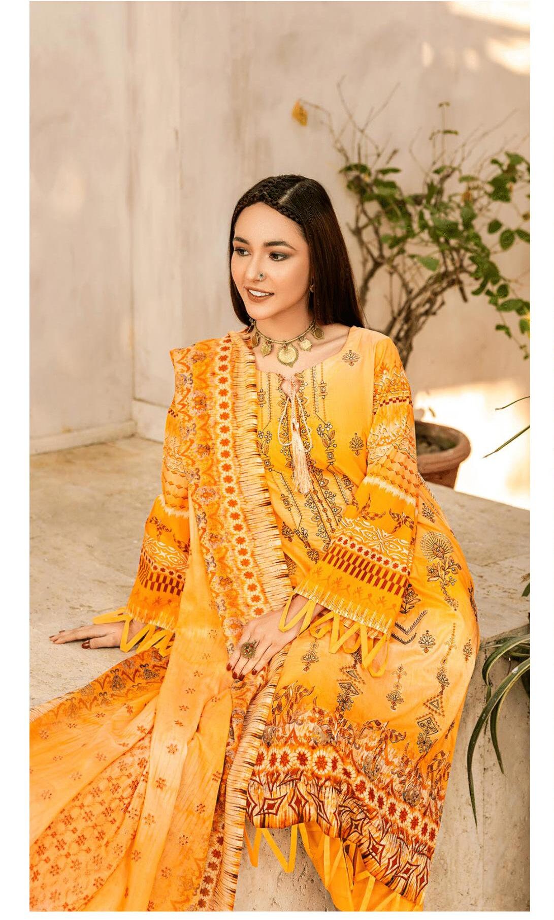 Eid Dress For Womens - Pakistani Embroidered Lawn Ramadan Partywear Festival Suits In Medium & Large Size