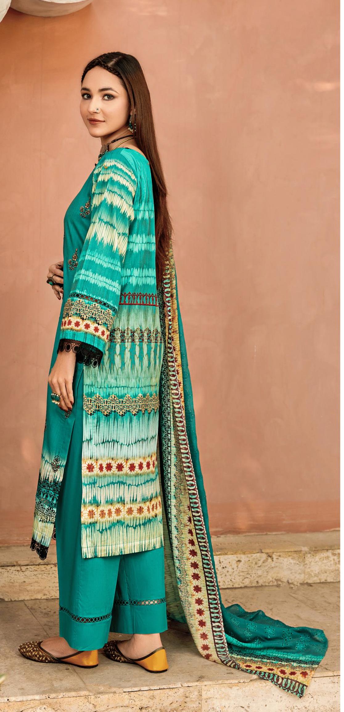 Eid Dress For Womens - Pakistani Embroidered Lawn Ramadan Partywear Festival Suits In Medium & Large Size