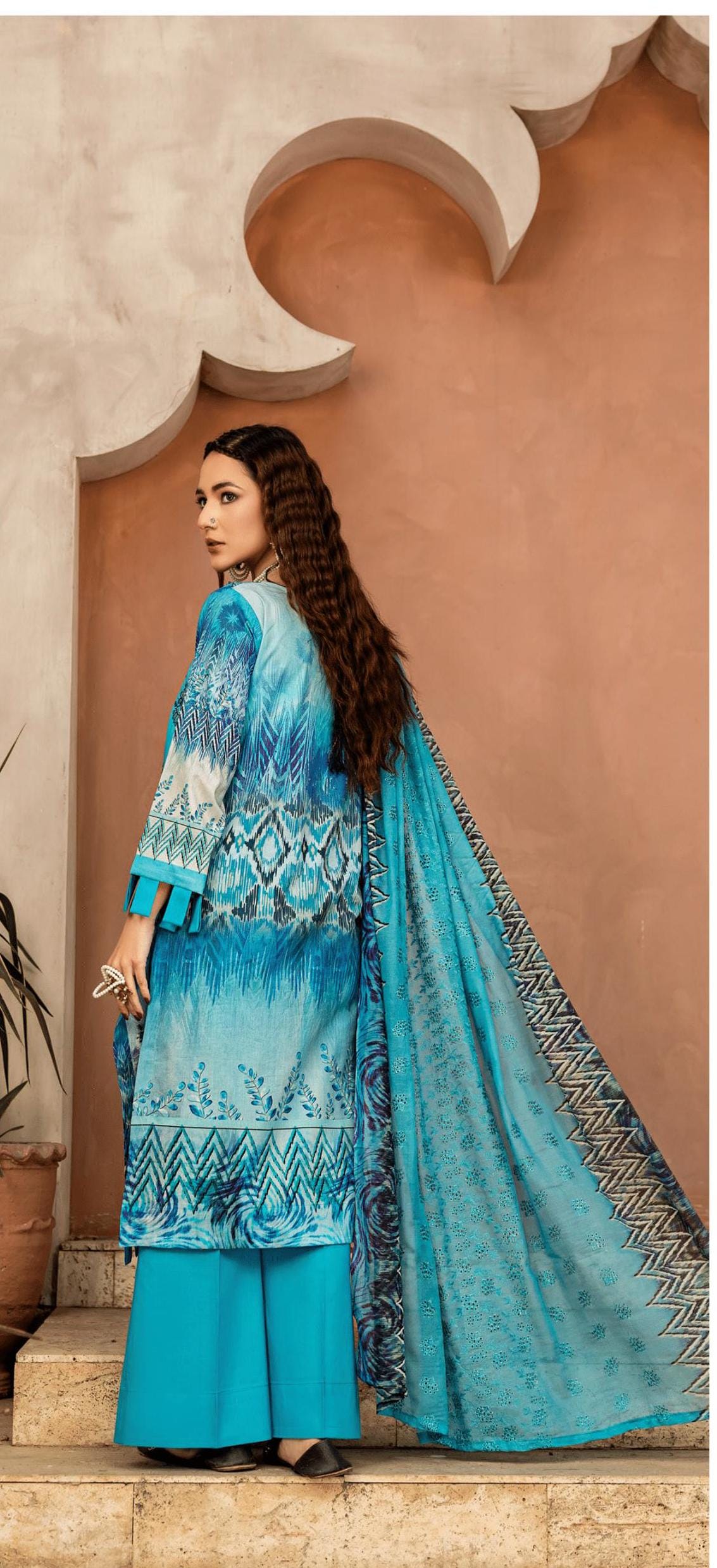 Eid Dress For Womens - Pakistani Embroidered Lawn Ramadan Partywear Festival Suits In Medium & Large Size