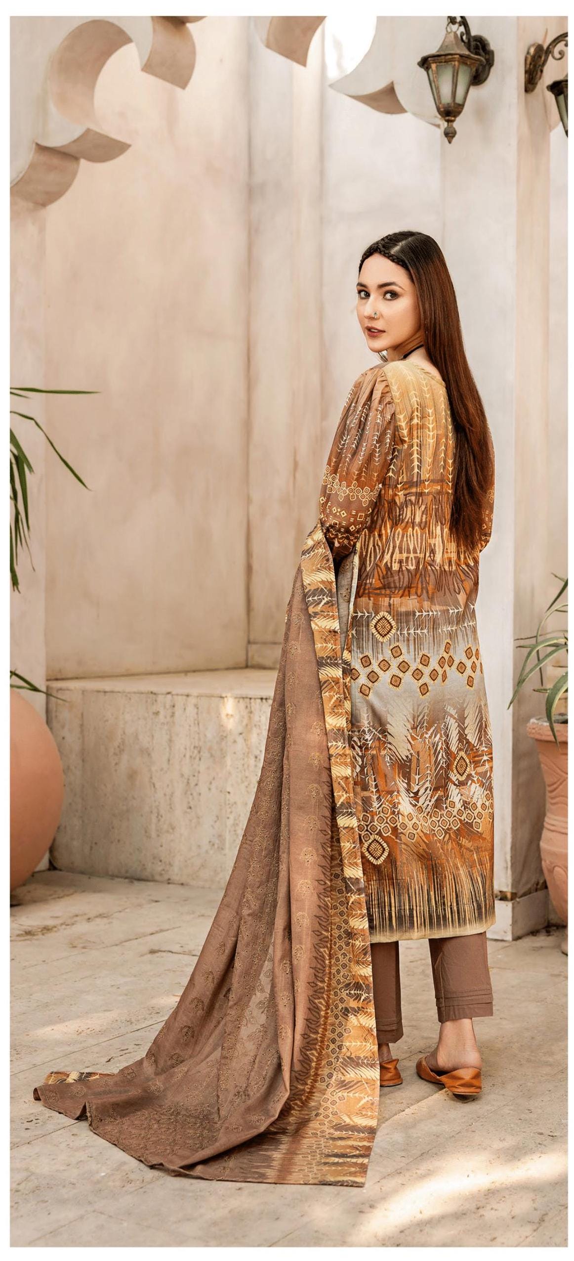 Eid Dress For Womens - Pakistani Embroidered Lawn Ramadan Partywear Festival Suits In Medium & Large Size
