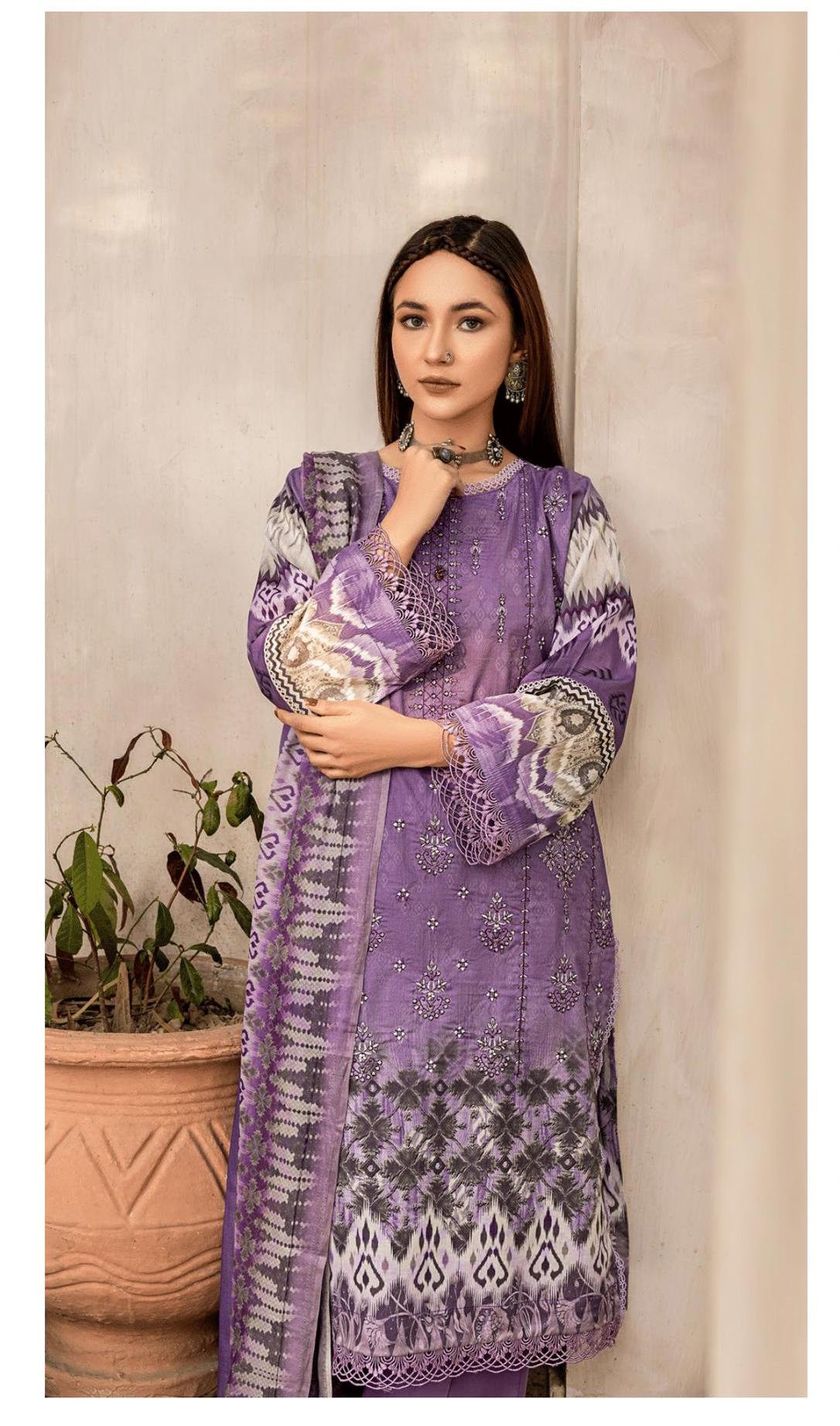 Eid Dress For Womens - Pakistani Embroidered Lawn Ramadan Partywear Festival Suits In Medium & Large Size