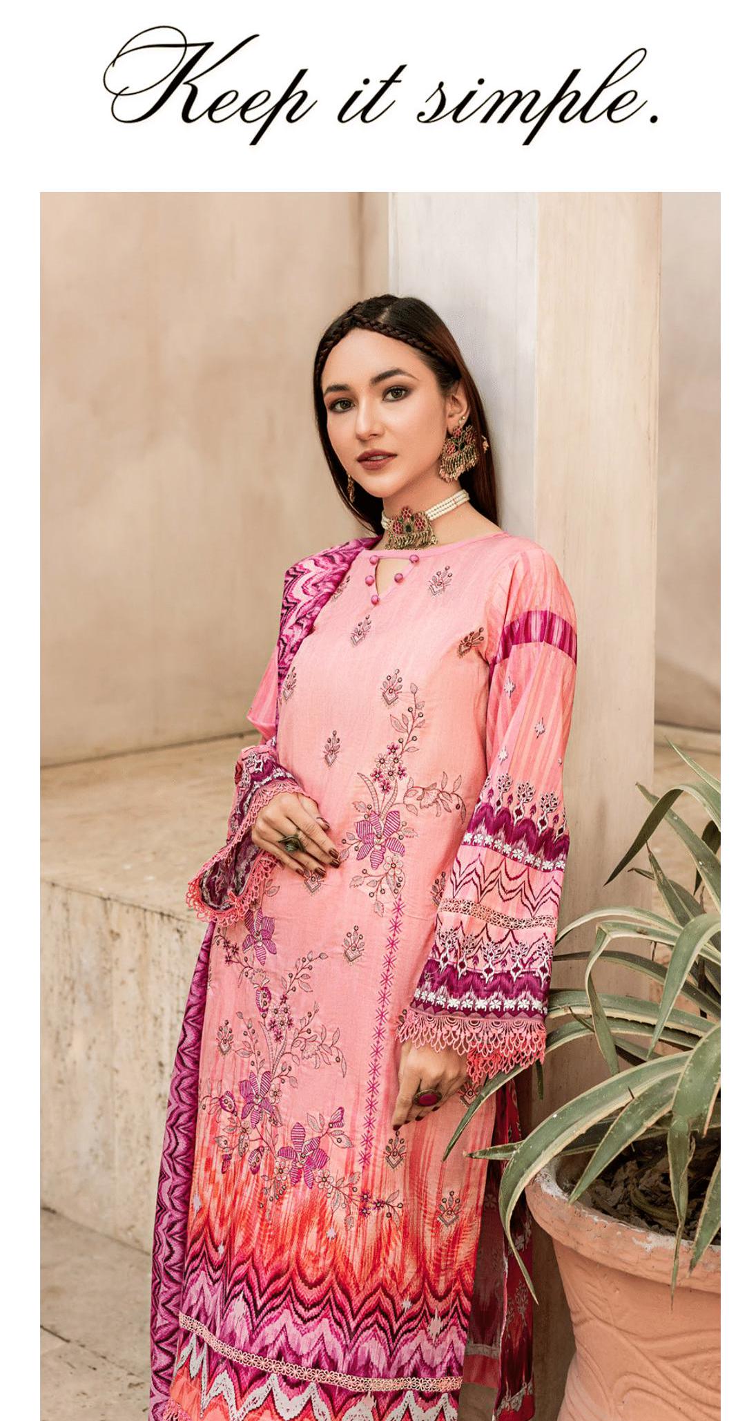 Eid Dress For Womens - Pakistani Embroidered Lawn Ramadan Partywear Festival Suits In Medium & Large Size