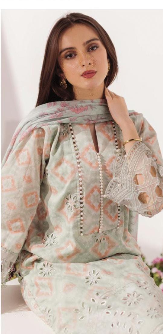Eid Dress For Womens - Pakistani Embroidered Lawn Ramadan Partywear Festival Suits In Medium & Large Size