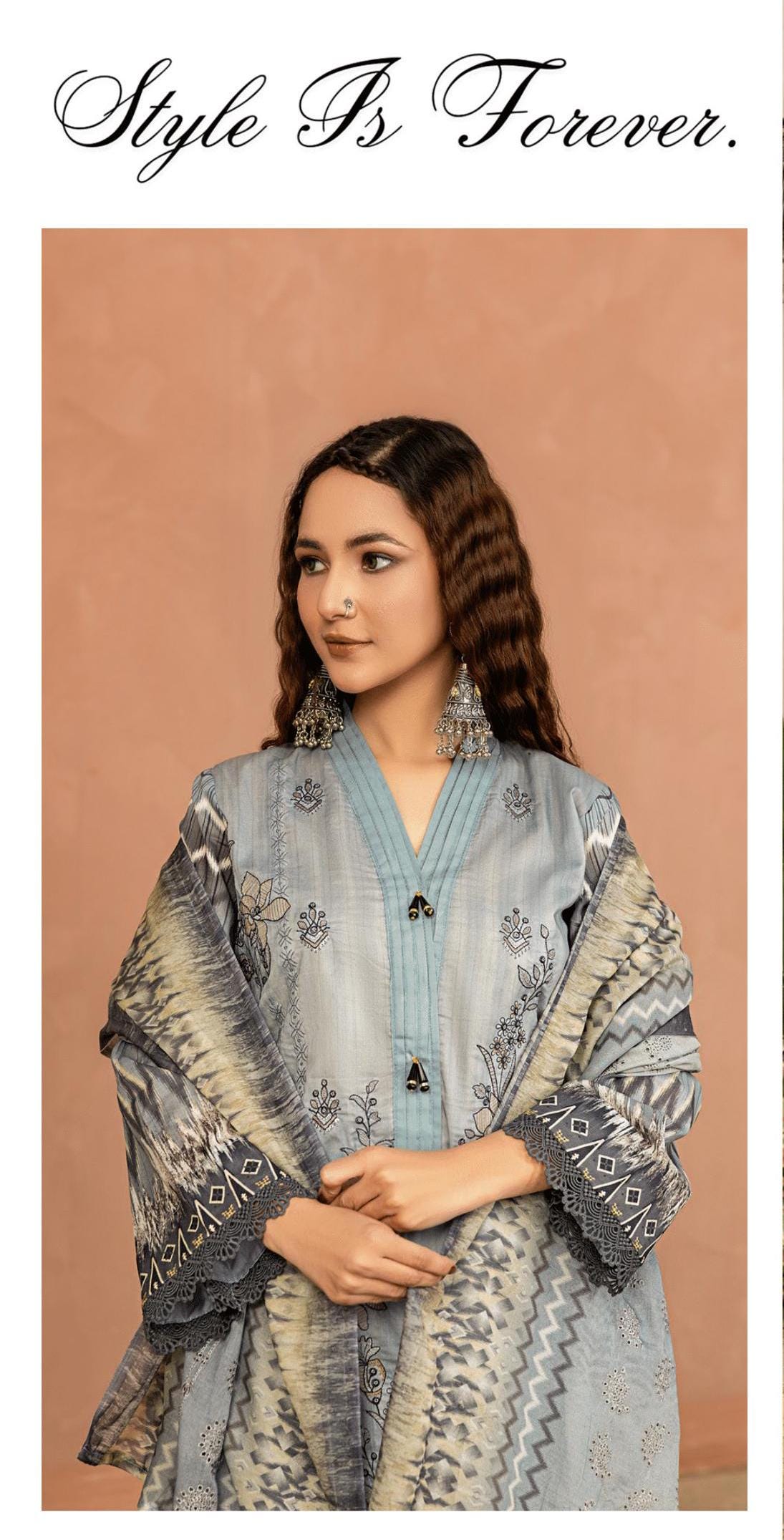Eid Dress For Womens - Pakistani Embroidered Lawn Ramadan Partywear Festival Suits In Medium & Large Size