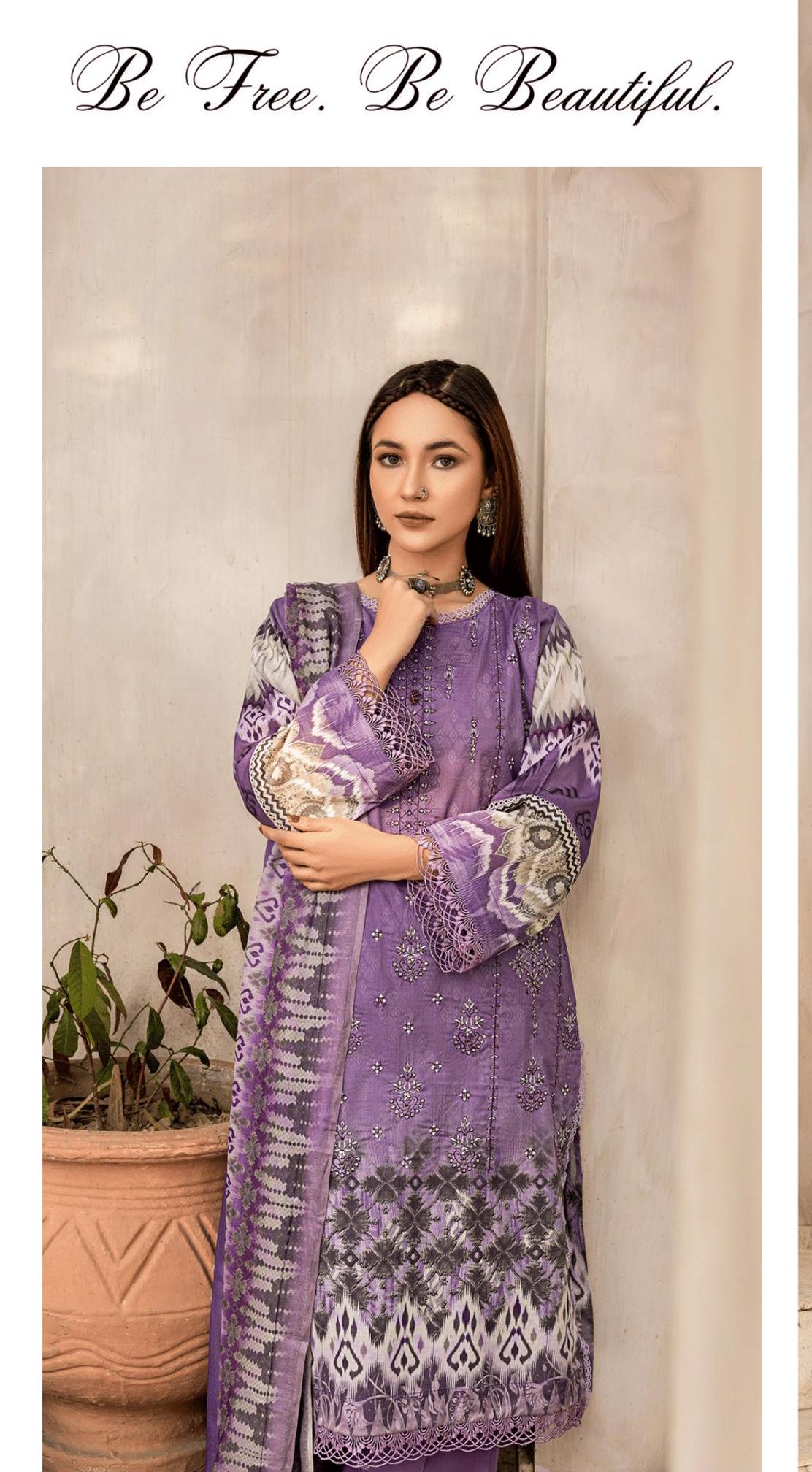 Eid Dress For Womens - Pakistani Embroidered Lawn Ramadan Partywear Festival Suits In Medium & Large Size