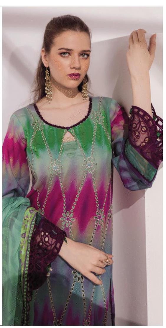 Eid Dress For Womens - Pakistani Embroidered Lawn Ramadan Partywear Festival Suits In Medium & Large Size
