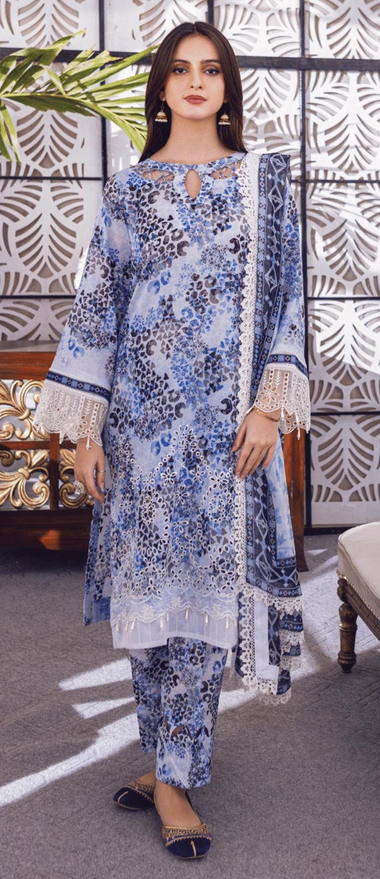 Eid Dress For Womens - Pakistani Embroidered Lawn Ramadan Partywear Festival Suits In Medium & Large Size