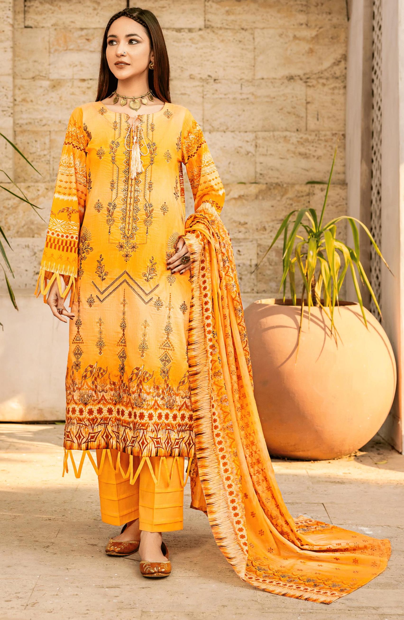 Eid Dress For Womens - Pakistani Embroidered Lawn Ramadan Partywear Festival Suits In Medium & Large Size