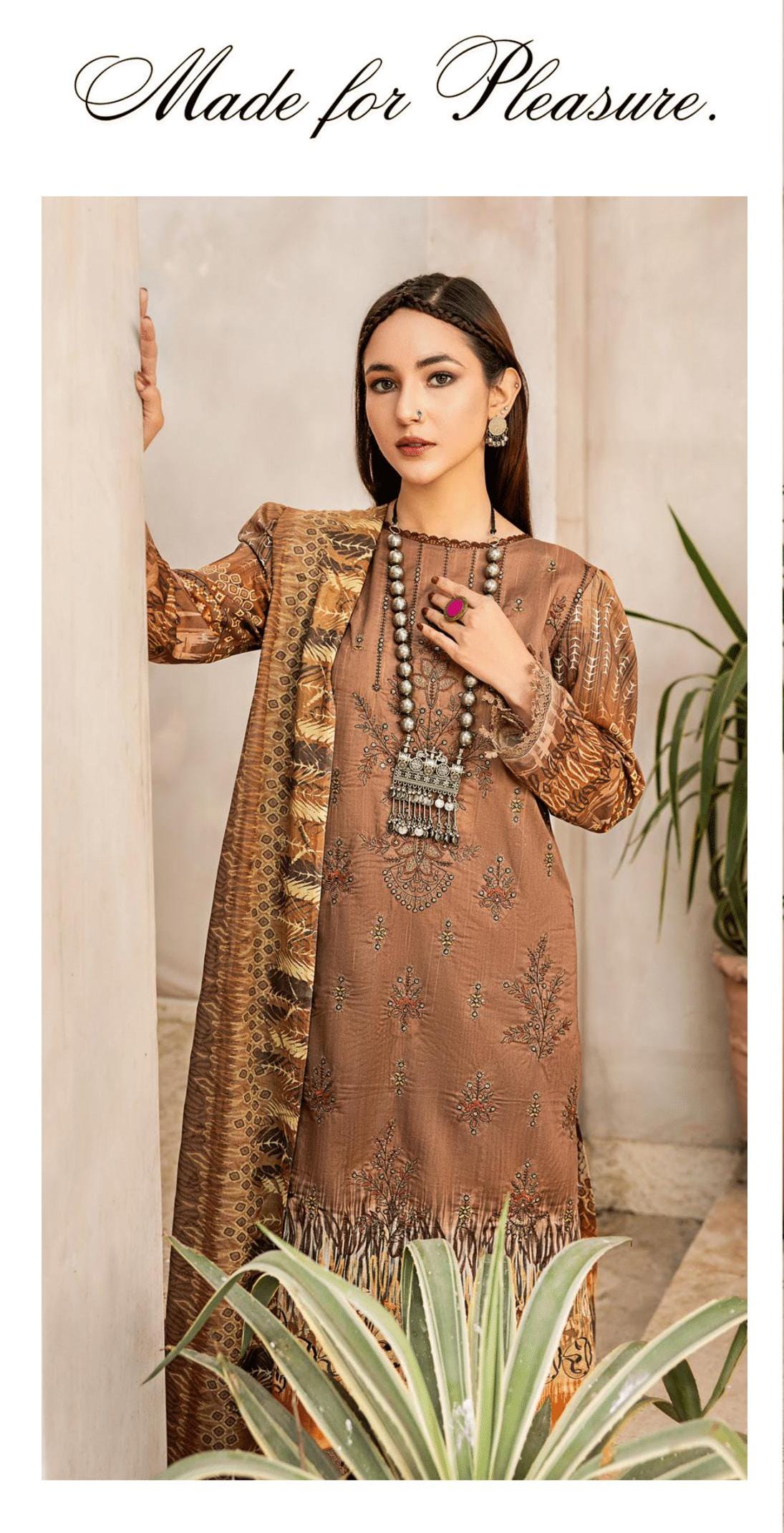 Eid Dress For Womens - Pakistani Embroidered Lawn Ramadan Partywear Festival Suits In Medium & Large Size