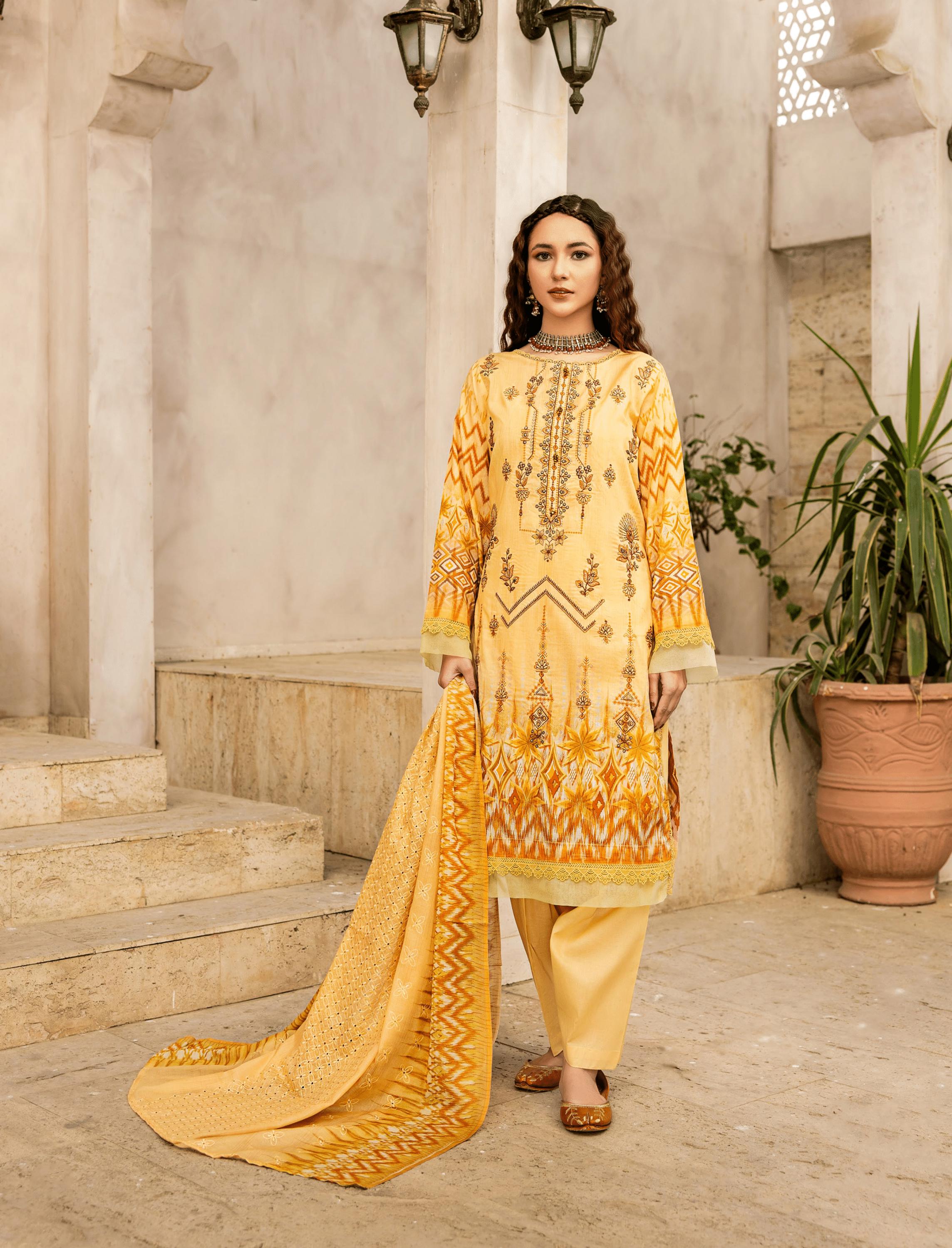 Eid Dress For Womens - Pakistani Embroidered Lawn Ramadan Partywear Festival Suits In Medium & Large Size