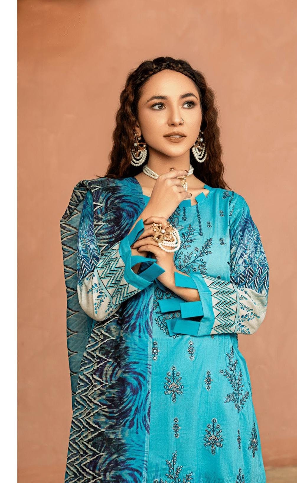 Eid Dress For Womens - Pakistani Embroidered Lawn Ramadan Partywear Festival Suits In Medium & Large Size