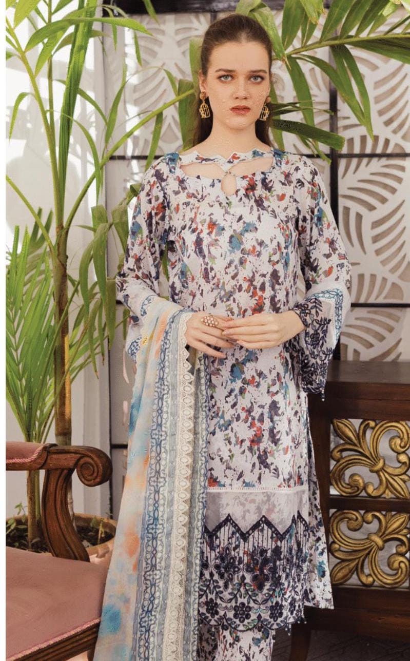 Eid Dress For Womens - Pakistani Embroidered Lawn Ramadan Partywear Festival Suits In Medium & Large Size