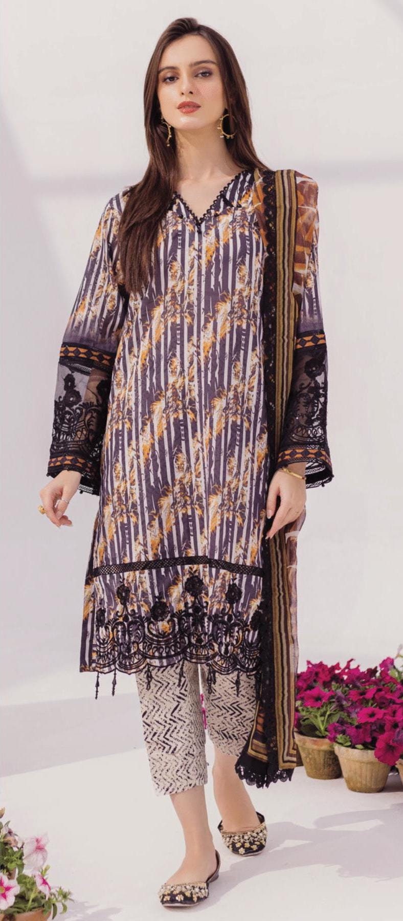 Eid Dress For Womens - Pakistani Embroidered Lawn Ramadan Partywear Festival Suits In Medium & Large Size