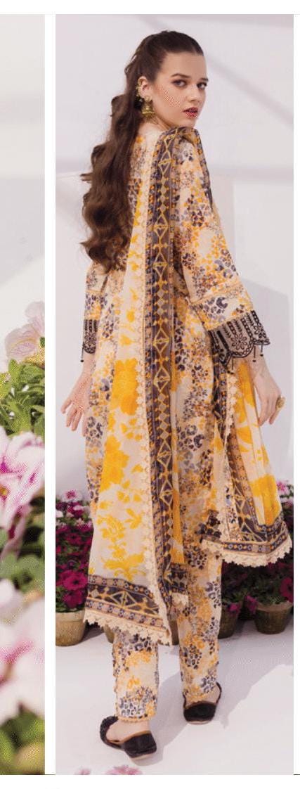 Eid Dress For Womens - Pakistani Embroidered Lawn Ramadan Partywear Festival Suits In Medium & Large Size