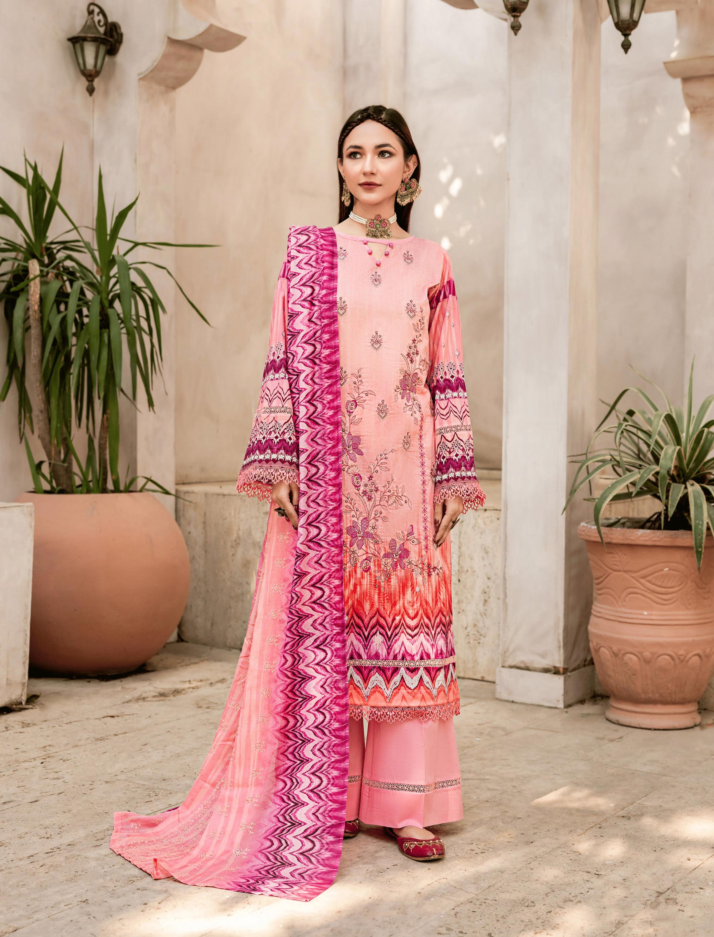 Eid Dress For Womens - Pakistani Embroidered Lawn Ramadan Partywear Festival Suits In Medium & Large Size