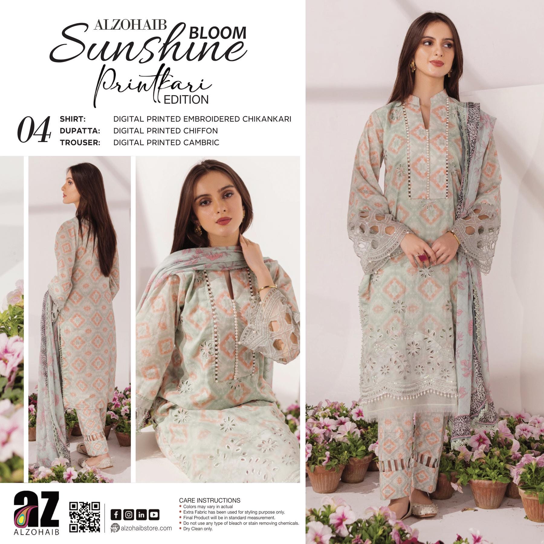 Eid Dress For Womens - Pakistani Embroidered Lawn Ramadan Partywear Festival Suits In Medium & Large Size