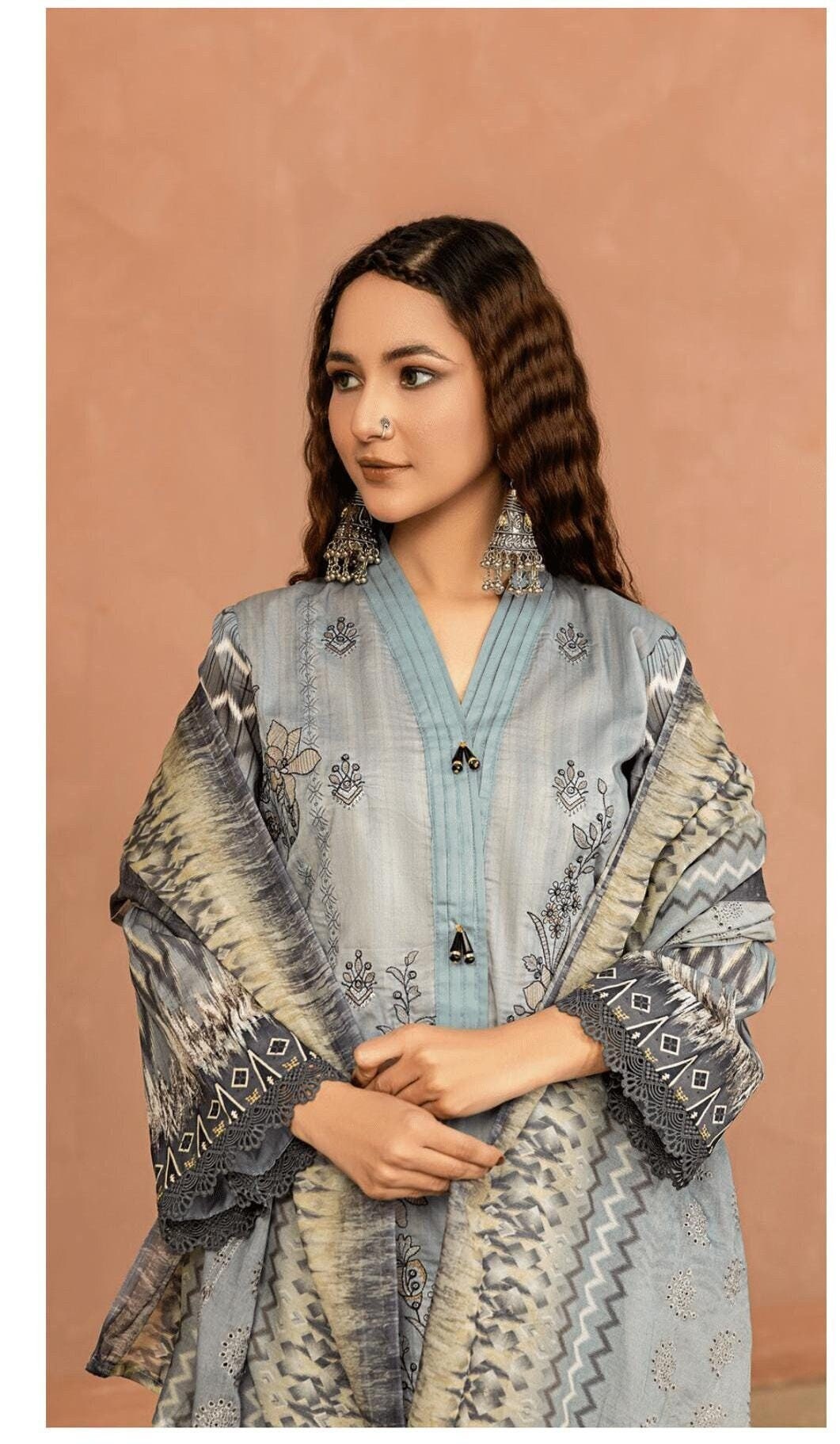 Eid Dress For Womens - Pakistani Embroidered Lawn Ramadan Partywear Festival Suits In Medium & Large Size