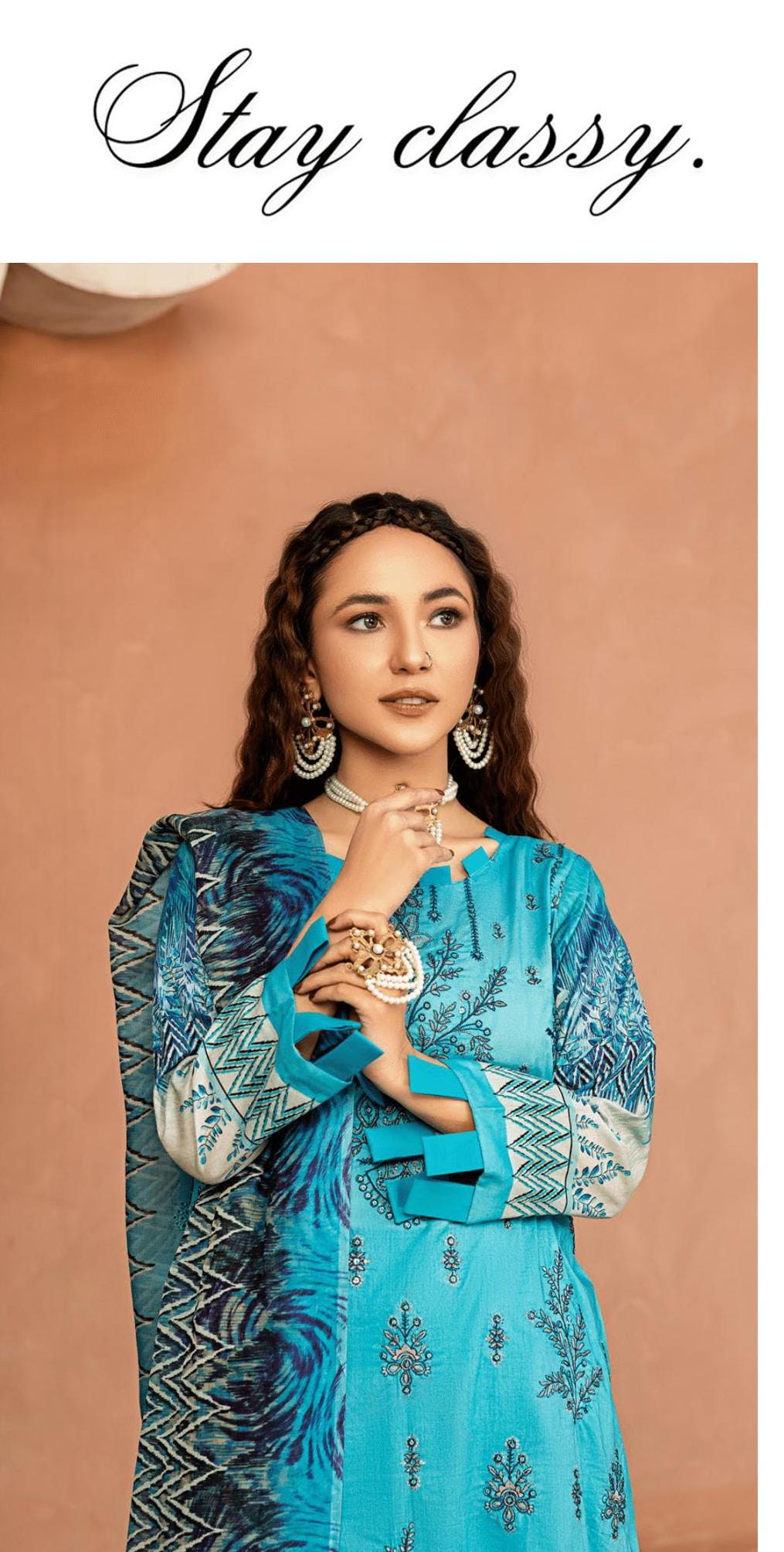 Eid Dress For Womens - Pakistani Embroidered Lawn Ramadan Partywear Festival Suits In Medium & Large Size
