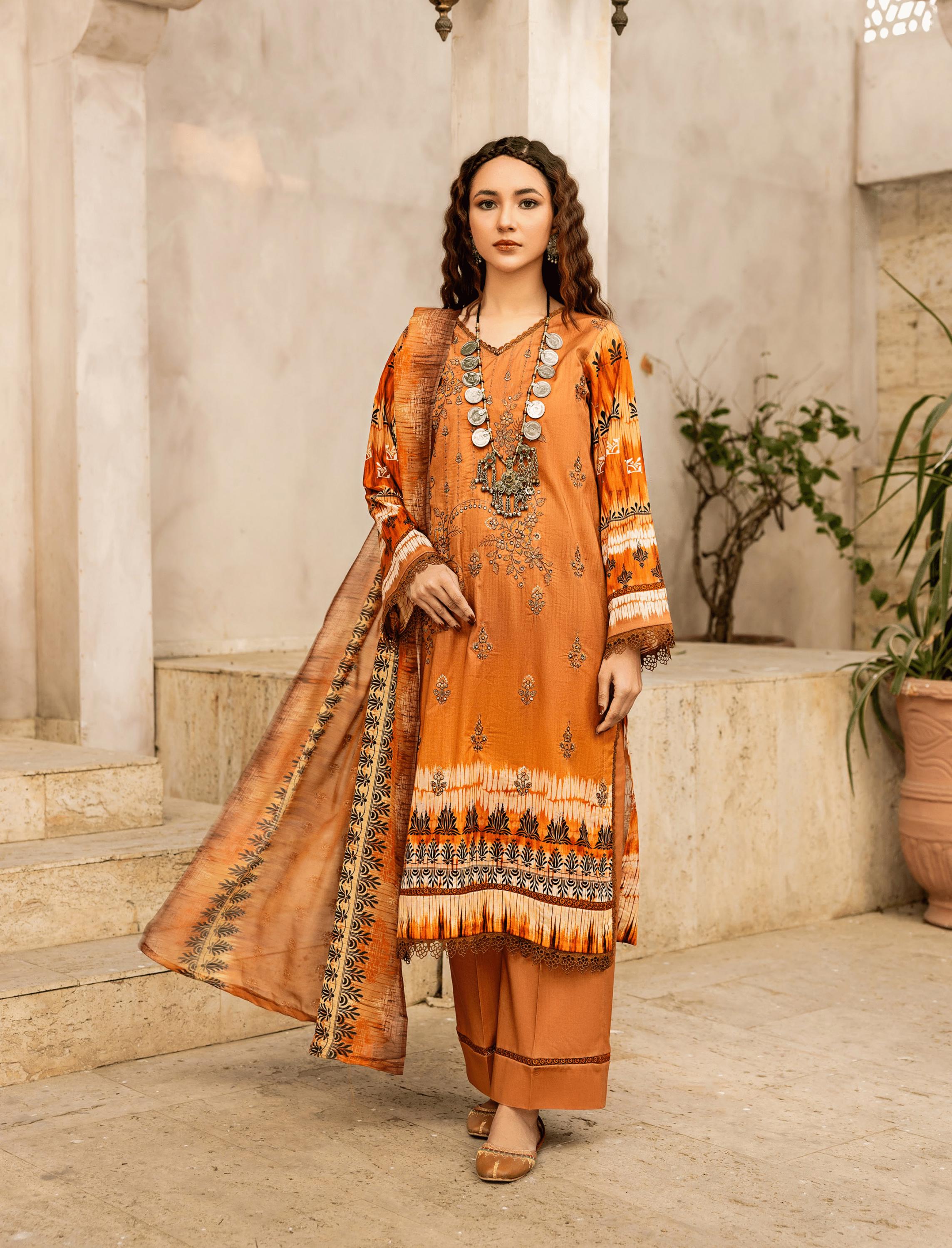 Eid Dress For Womens - Pakistani Embroidered Lawn Ramadan Partywear Festival Suits In Medium & Large Size