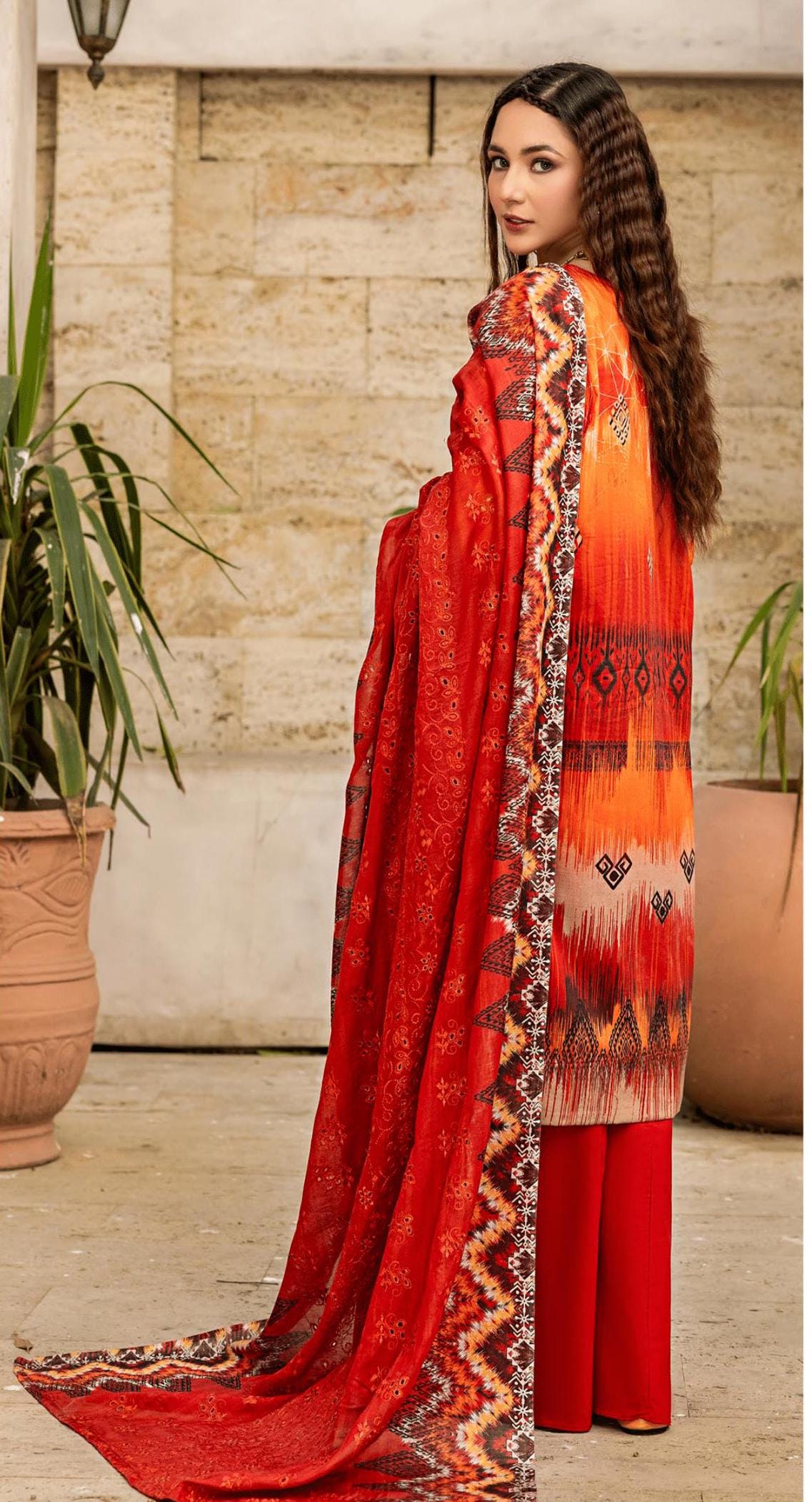 Eid Dress For Womens - Pakistani Embroidered Lawn Ramadan Partywear Festival Suits In Medium & Large Size